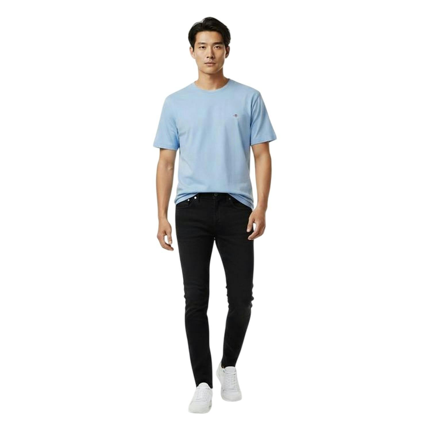 Gant Men's Blue Fit Shield T-Shirt - Fresh - L - Fresh - 100% Mixed