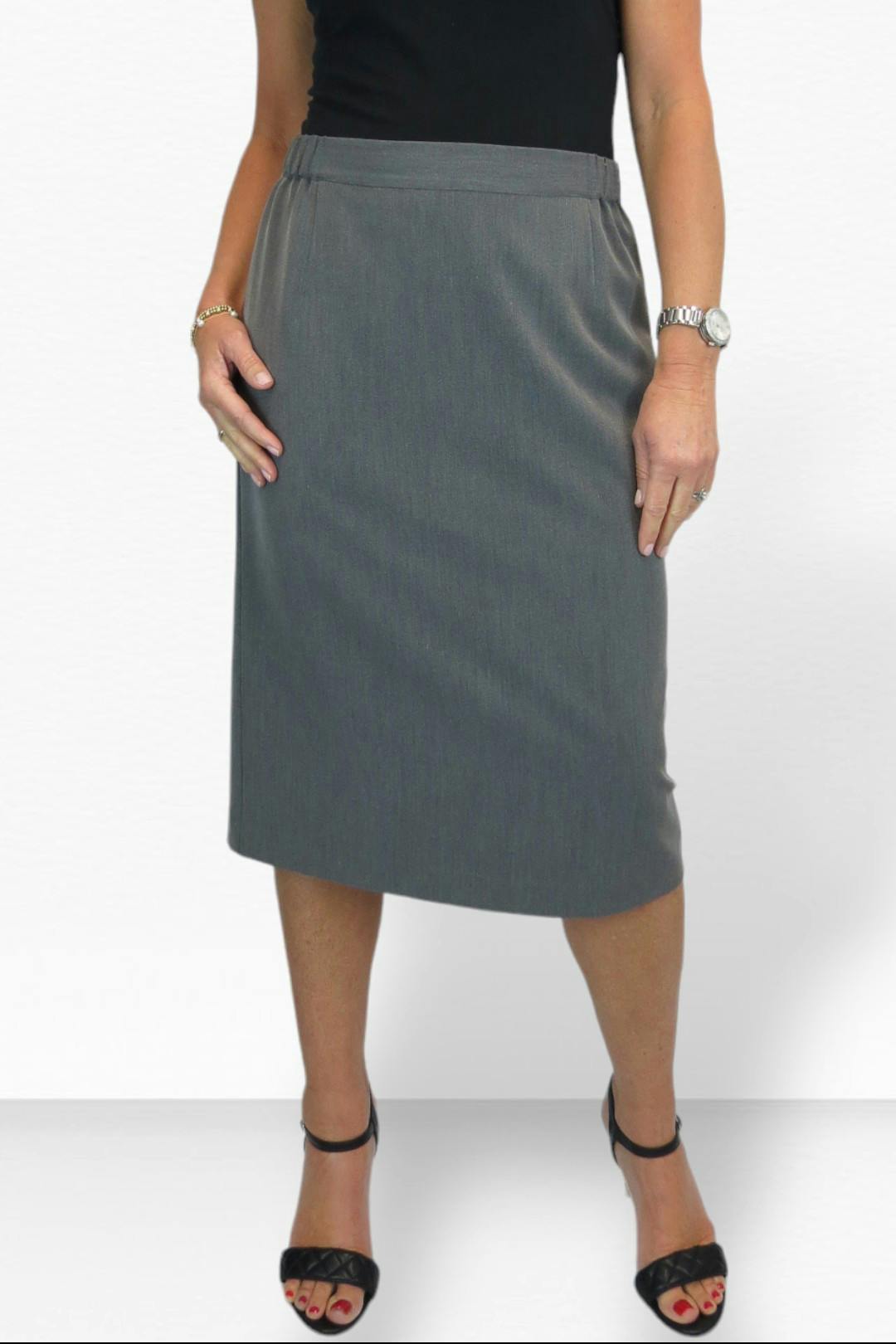 Paulo Due Women's Grey Tailored Midi Pencil Skirt - 24