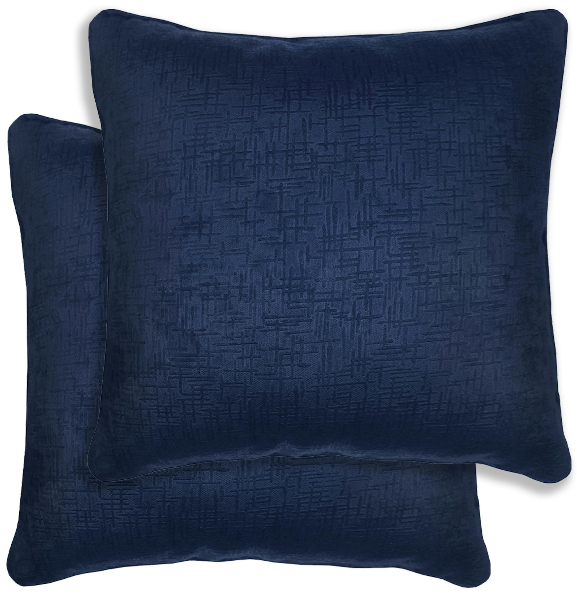 Enhanced Living Pair Of Vogue Textured Double Sided Zip Opening Piped Edge Cushion Covers - 43X43cm - Cases Only - Navy
