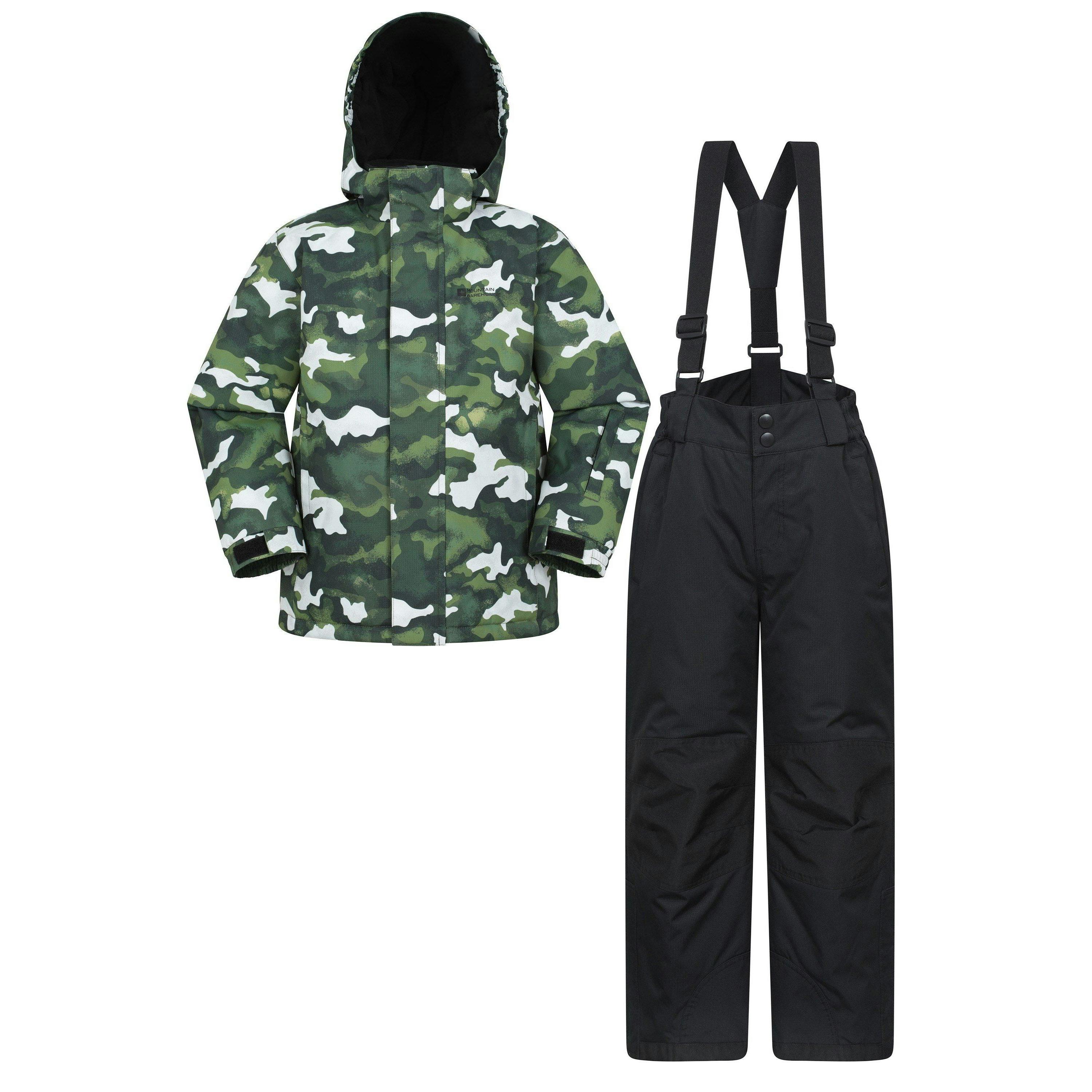 Mountain Warehouse Boys Dark Printed Ski Jacket Set - Khaki - 11-12 Years - Khaki - 85% Polyester/15% Elastodiene