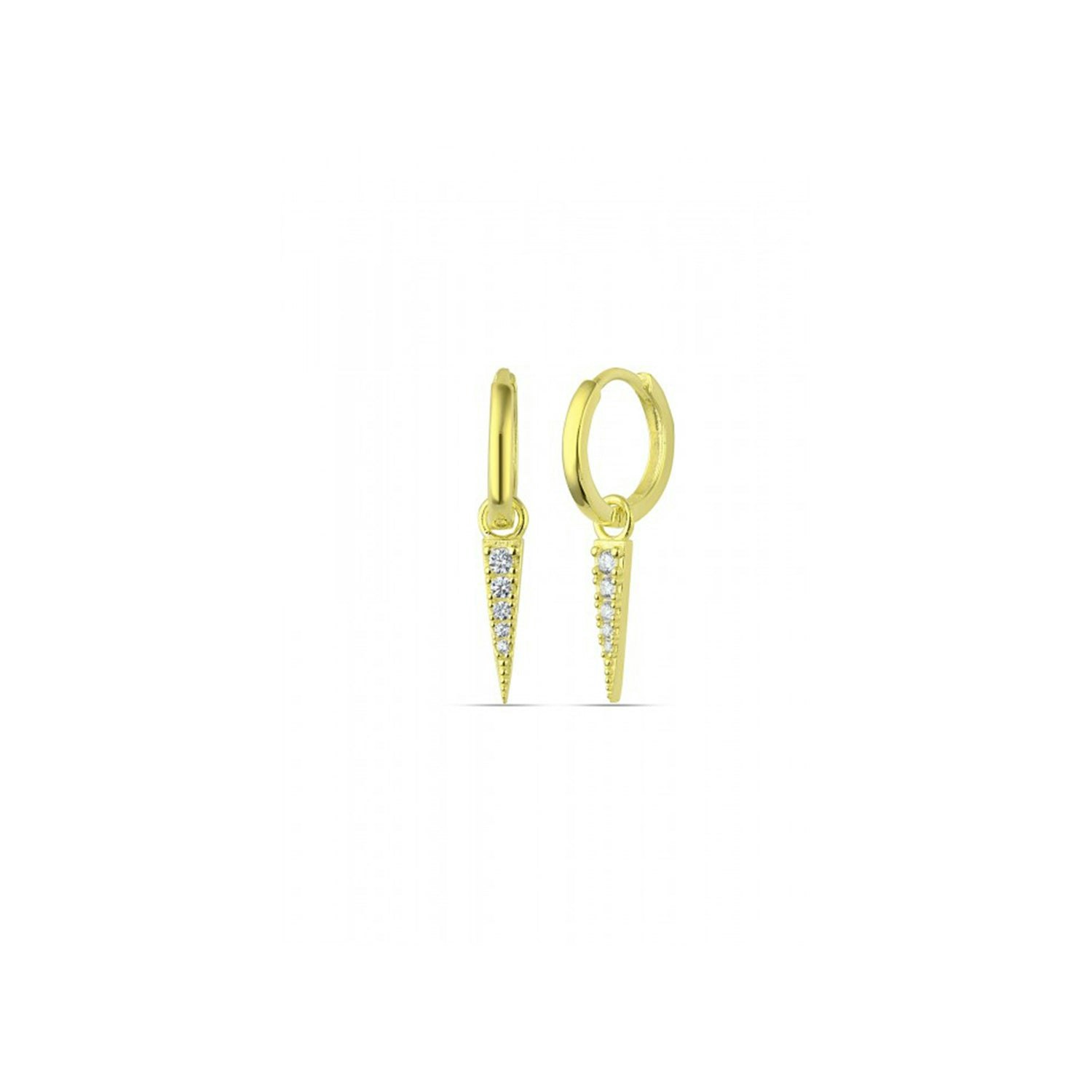 Spero London Silver/Gold Sterling Triangle Pave Spike Charm Hoop Earrings