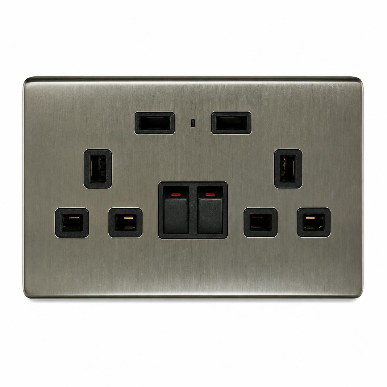 Ener-J Silver Smart Wi-Fi 13A Wi-Fi Twin Wall Sockets With 1 Usb Ports (Silver)
