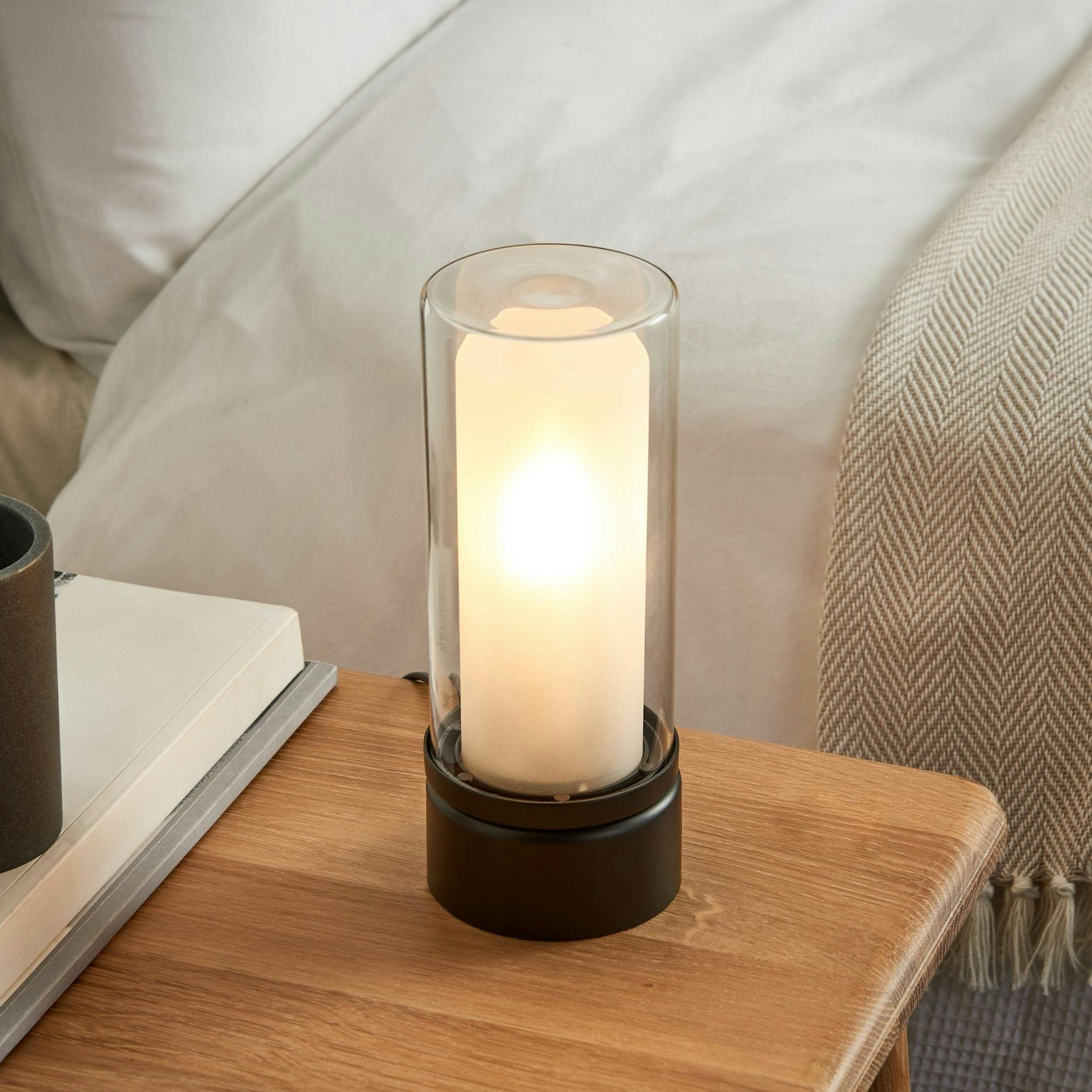 Rackhams Black Chepstow Matte & Glass Touch Table Lamp