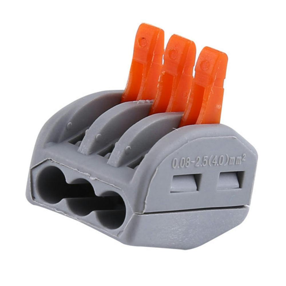 Rackhams 3-Way Spring Terminal Block Reusable Electric Cable Wire Connector 100 Pcs