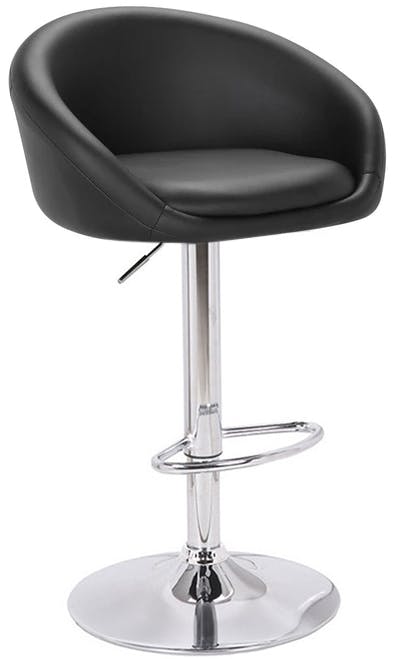 Lamboro Black Luca Single Kitchen Bar Stool, Chrome Footrest, Height Adjustable Swivel Gas Lift, Breakfast Bar & Home Barstool,