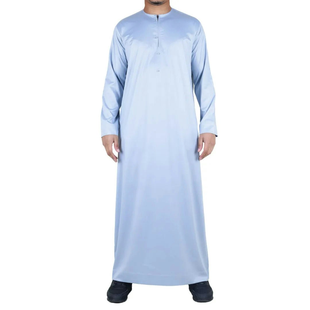 Thobez Men's Grey Tt-002 - Satin Emirati Thobe Islamic Clothing - 58 - Slim