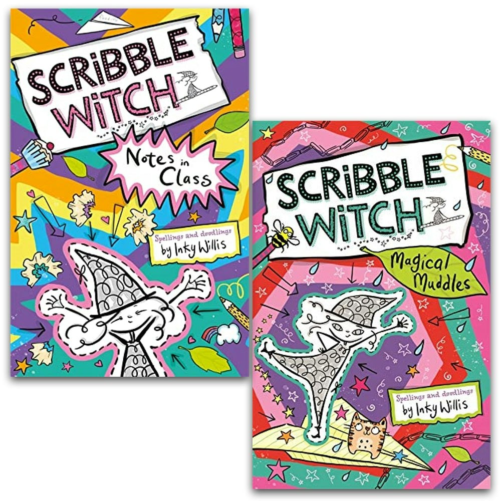 Hodder Scribble Witch Collection Books Set By Inky Willis (Notes In Class, Magical Muddles) Size 2