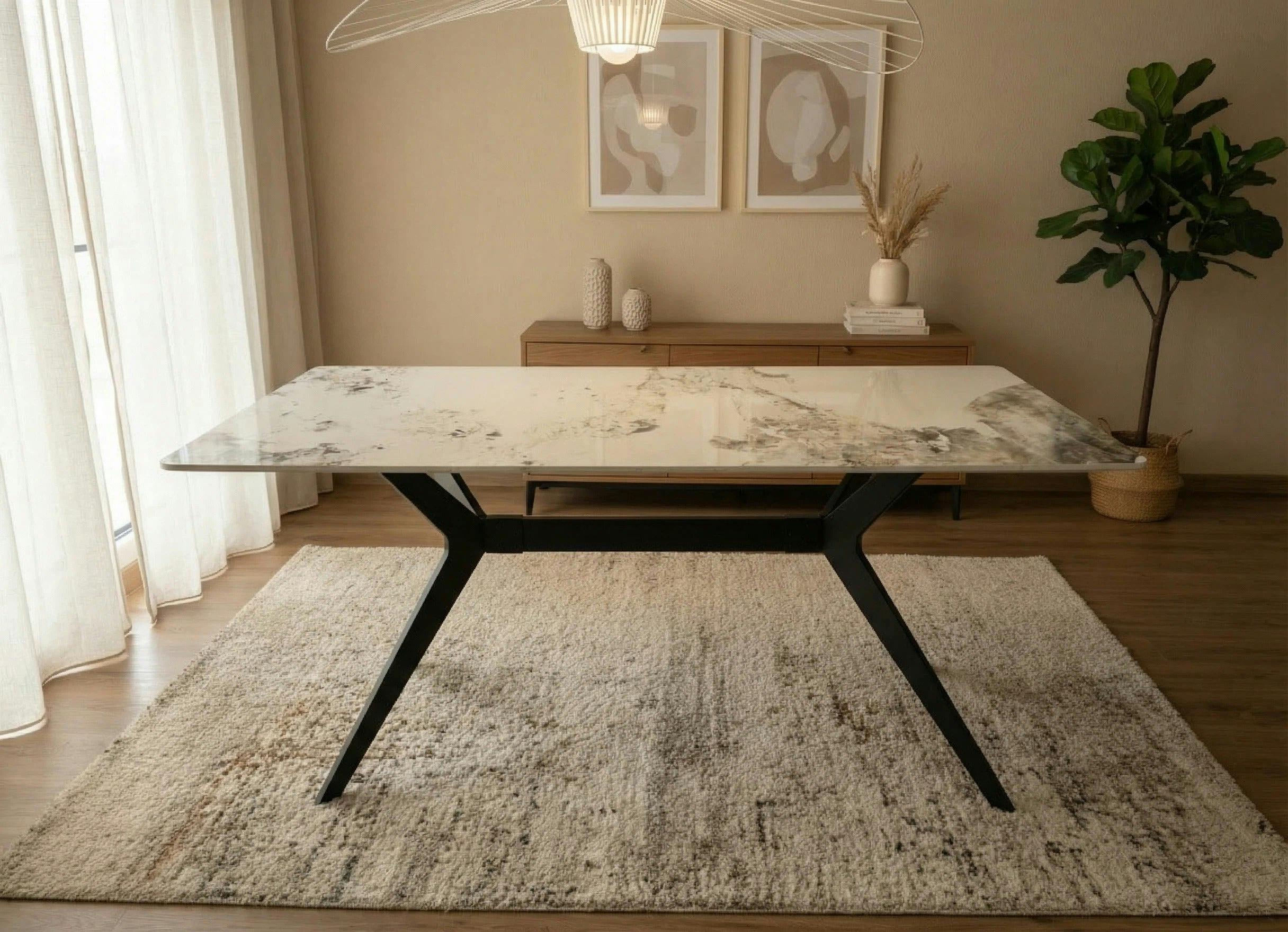 Outdoor Living San Diego Marble Top Rectangular Dining Table