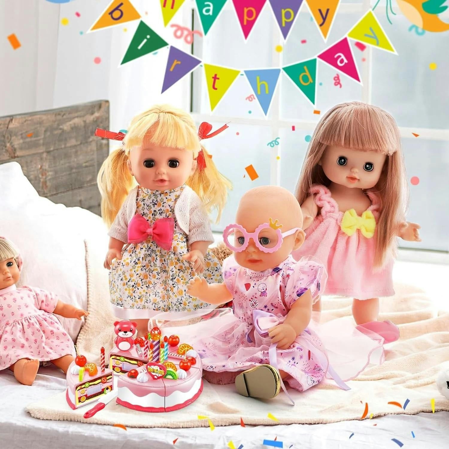 Deao Toys Baby Doll Birthday Clothes Set Pretend Play Cutting, And Doll Decorating Accessory Toys Inches Baby Doll (Doll Not Included) - Baby Doll Set