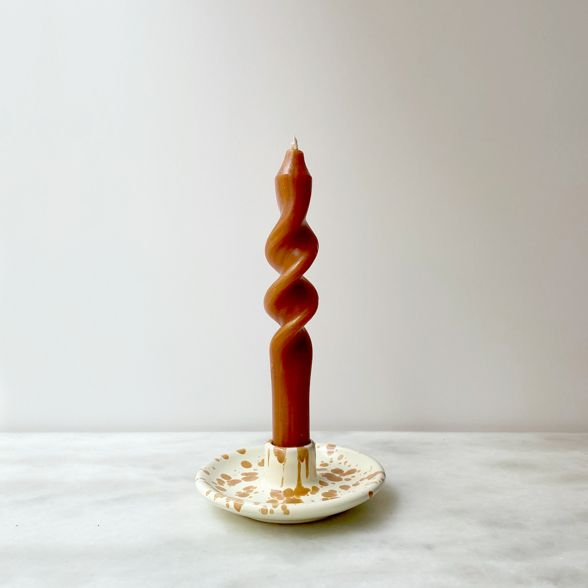 Hot Pottery Orange Candle Holder Burnt