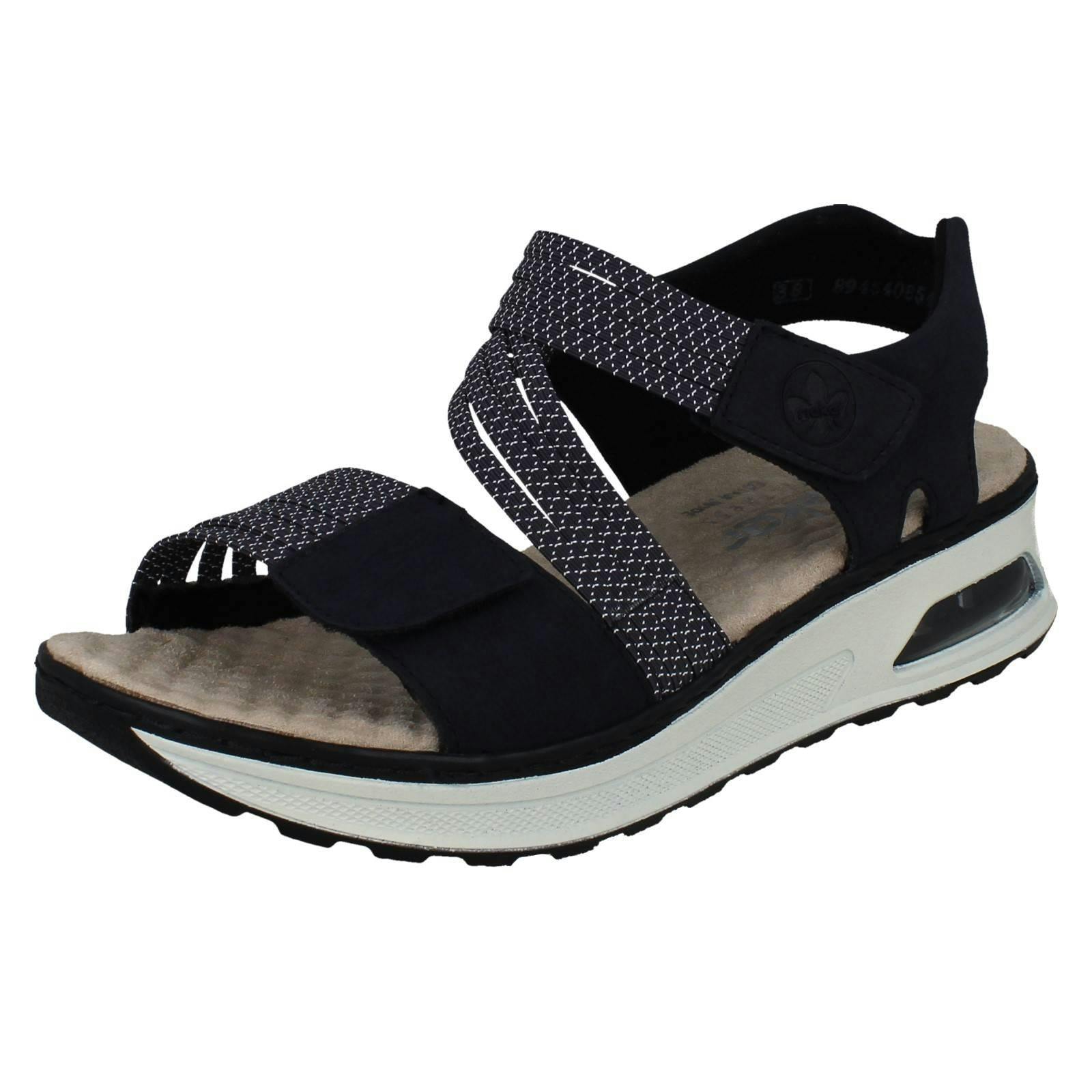 Rieker Women's Blue Strappy Wedge Sandals 65671 - Uk 6
