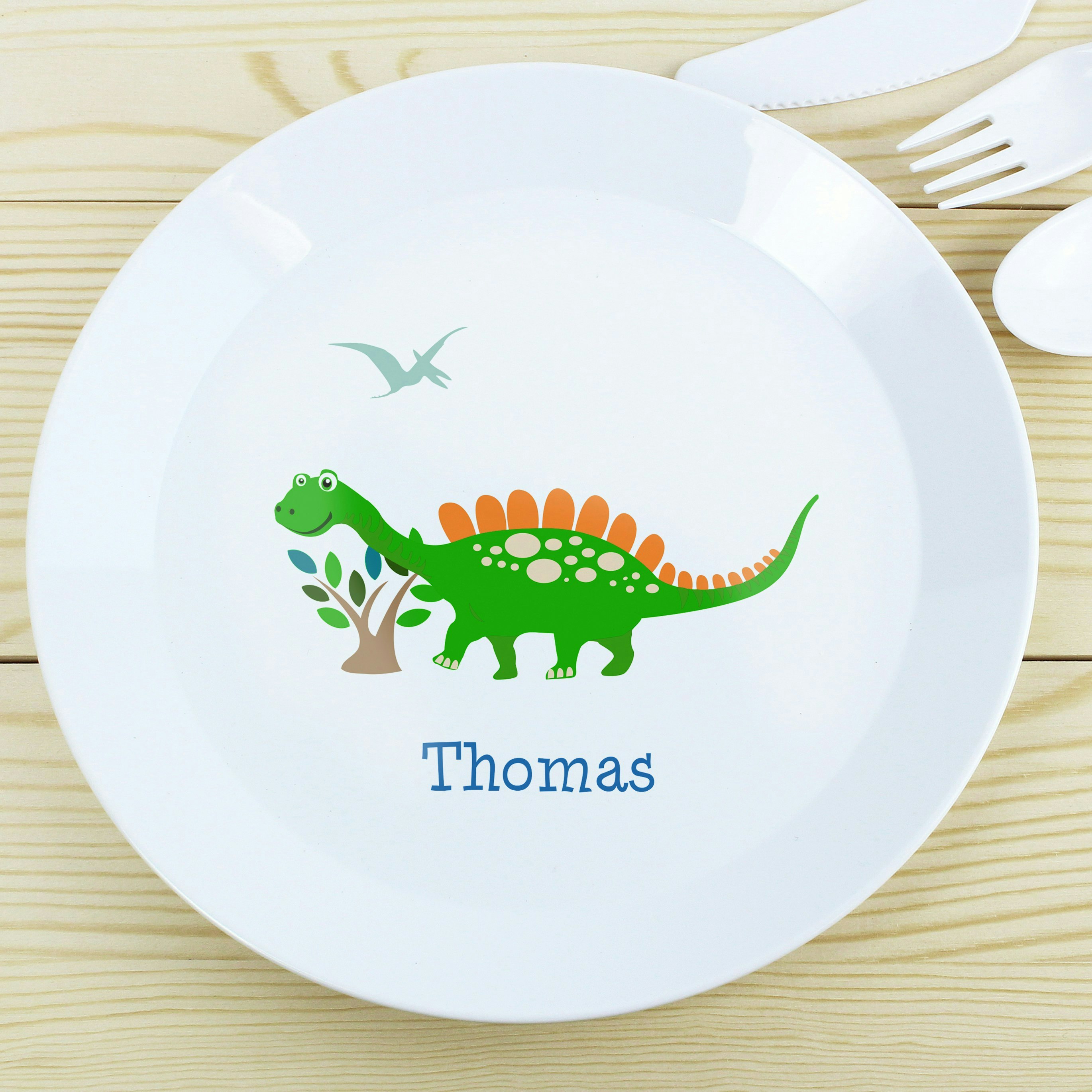 Rackhams Personalised Dinosaur Plastic Plate