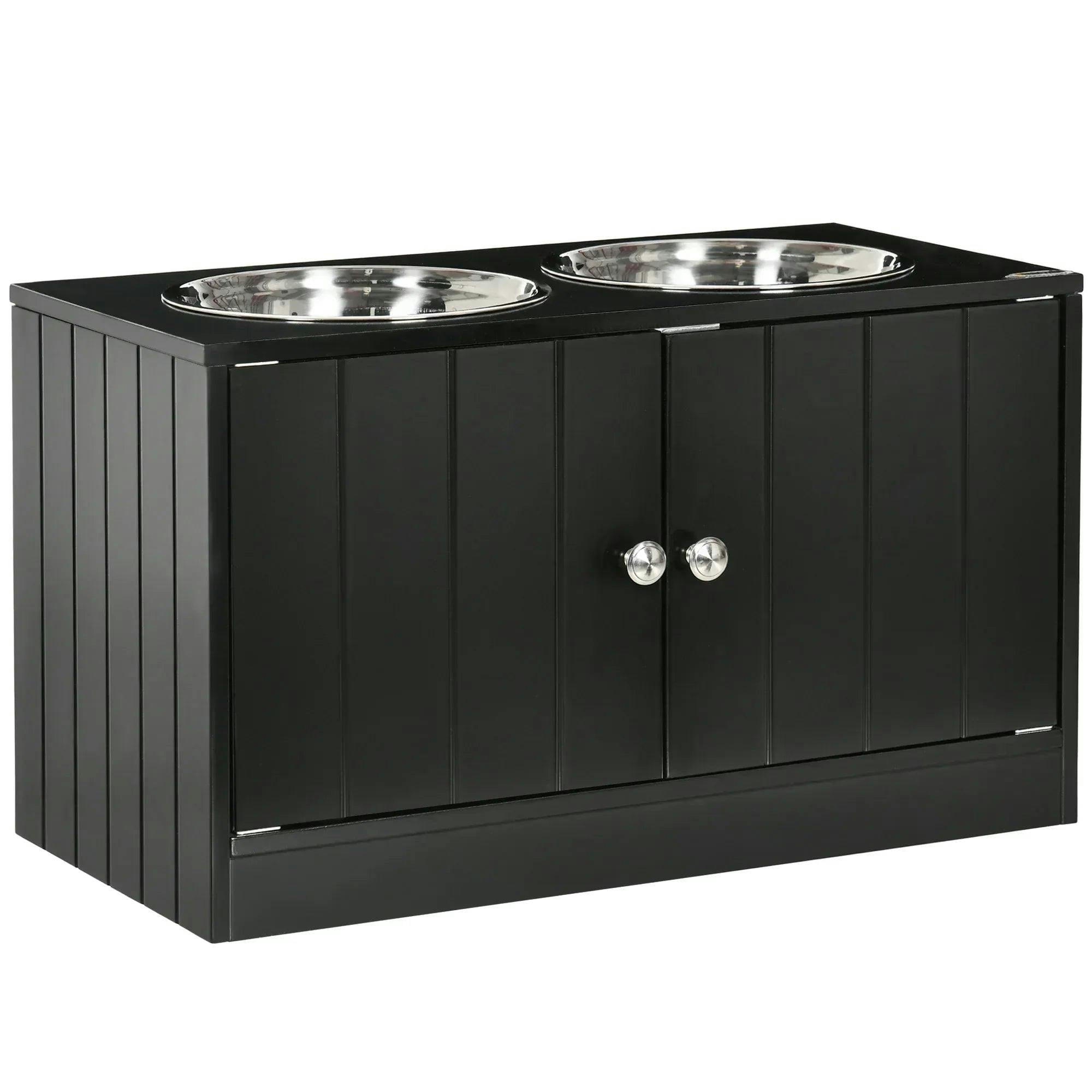 PAWHUT Raised Dog Bowls for Large Dogs Feeding Station Two Stainless Steel Bowls in Black - Image 6