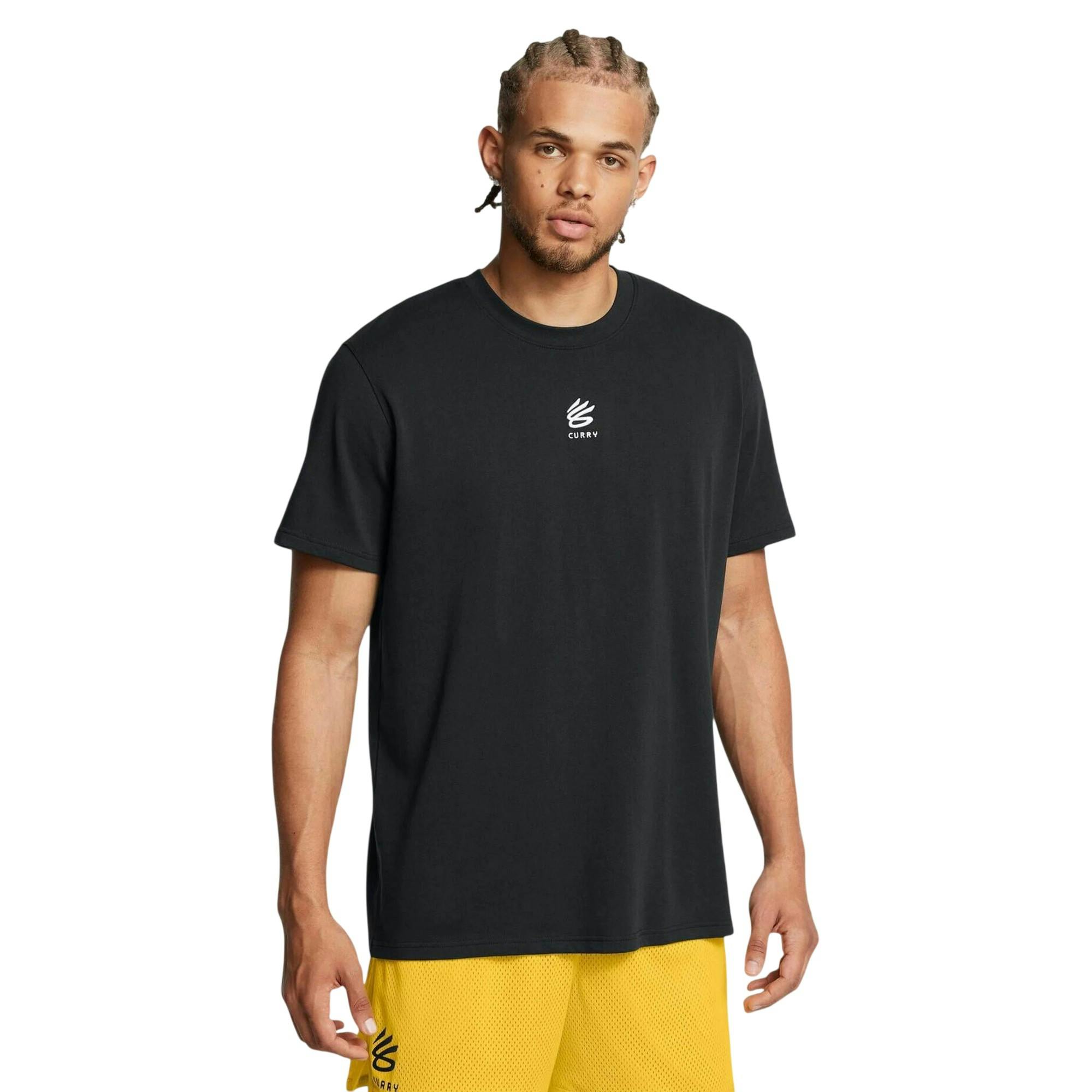 Under Armour Men's Black/White Curry Logo Heavyweight T-Shirt - L - 100% Polyester