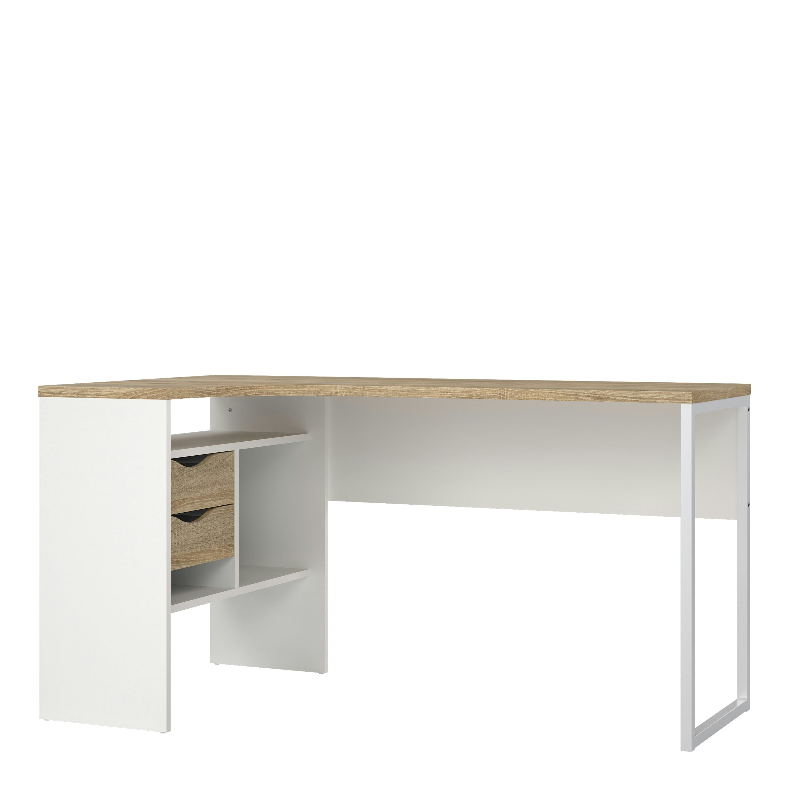 Furniture To Go White Function Plus Corner Desk 2 Drawers In And Oak - & Oak - 81 - 76.8