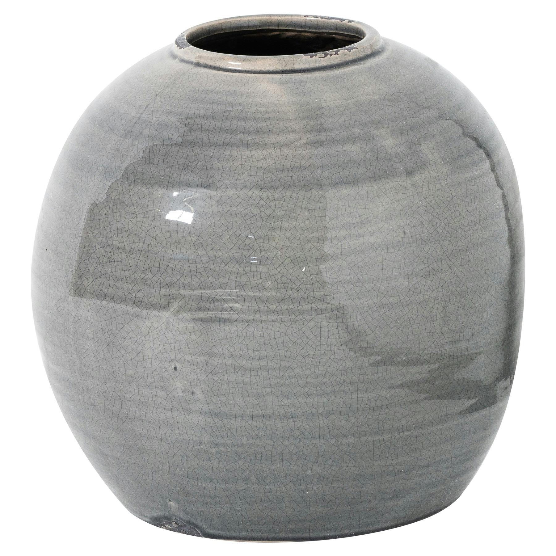 Hill Interiors Grey Garda Tiber Glazed Vase - 28Cm X 29Cm X 29Cm - 100% Mixed