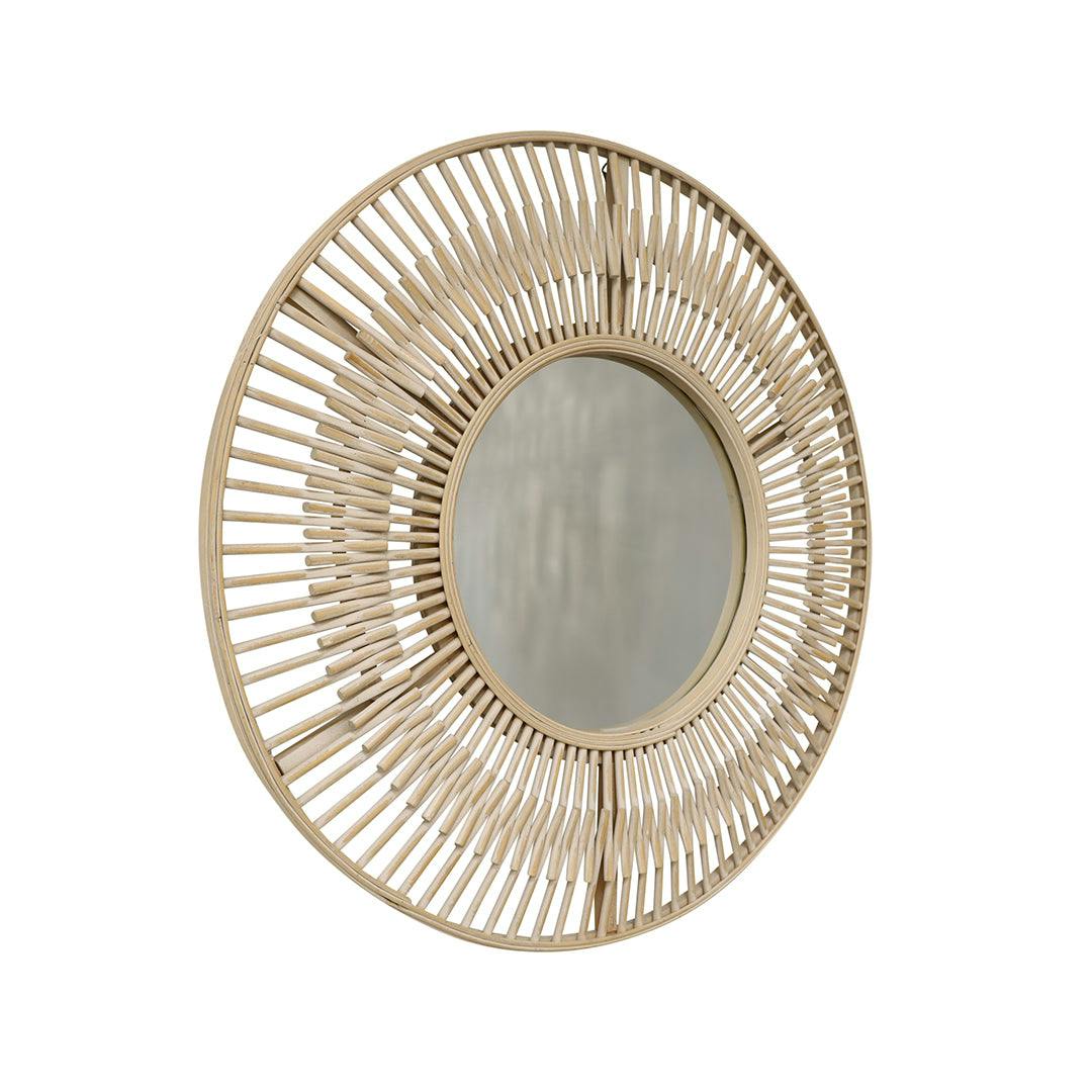 Pagazzi Lighting White Koppla Round Bamboo Mirror