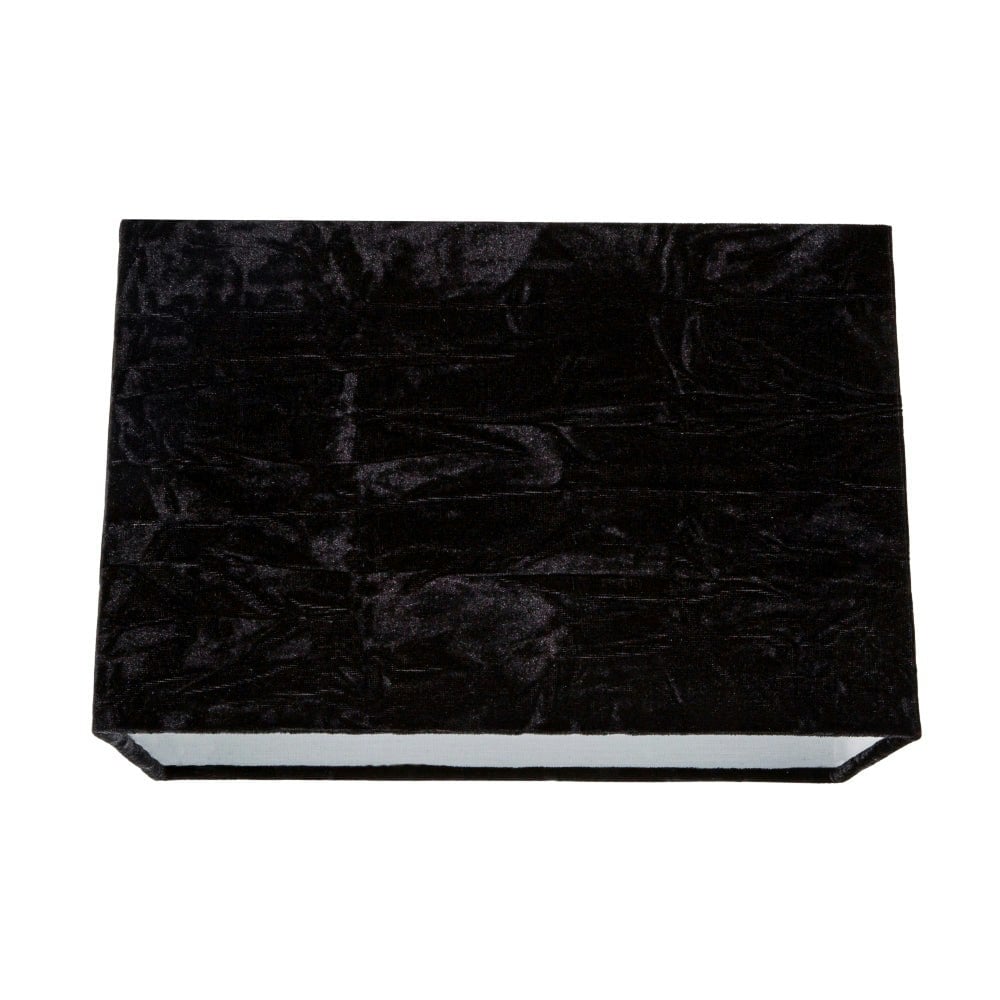 Rackhams Black Contemporary Designer Jet Crushed Velvet Fabric Rectangular Lamp Shade