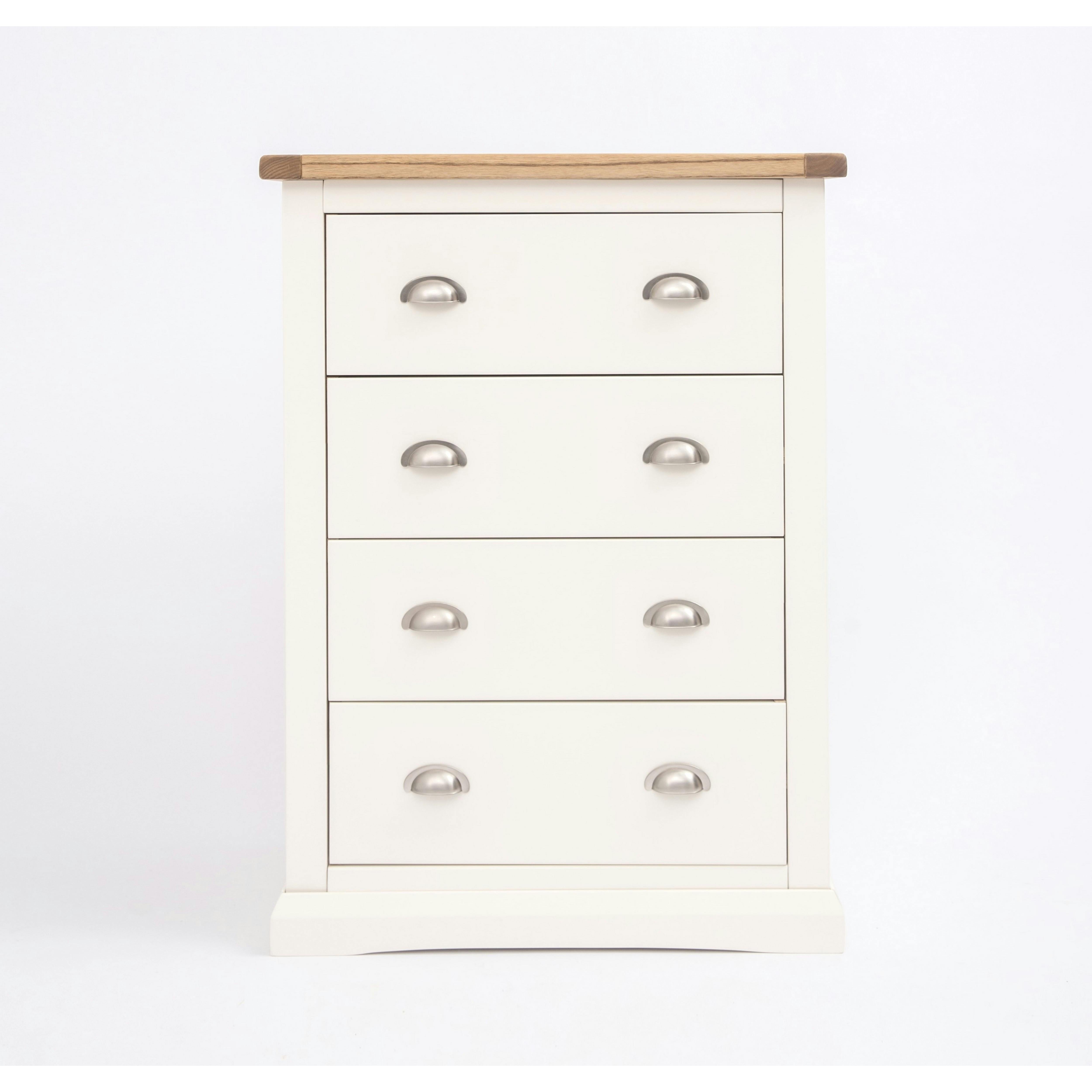 Rackhams White Cosenza 4 Drawer Chest Of Drawers Chrome Cup Handle - Off