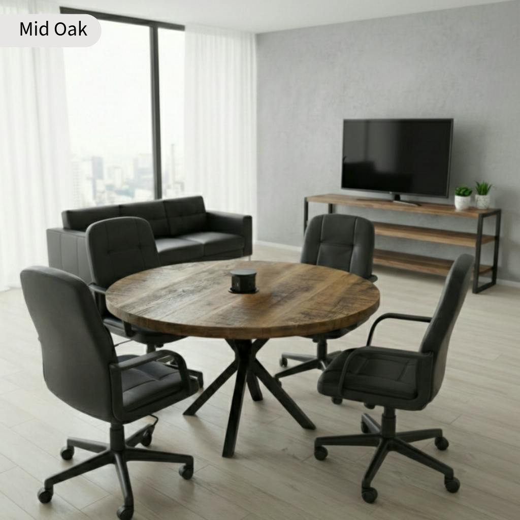 Rackhams Grain Rustic Canadian Round Meeting Room Table - 110Cm