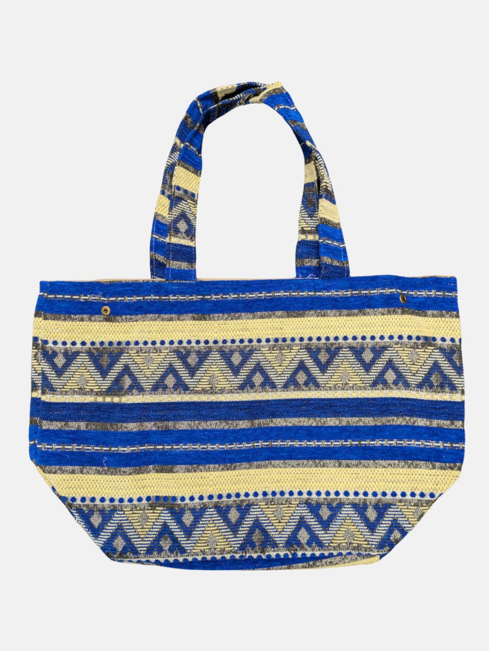 Berber Leather Blue The Nador Large Expandable Fabric Tote In