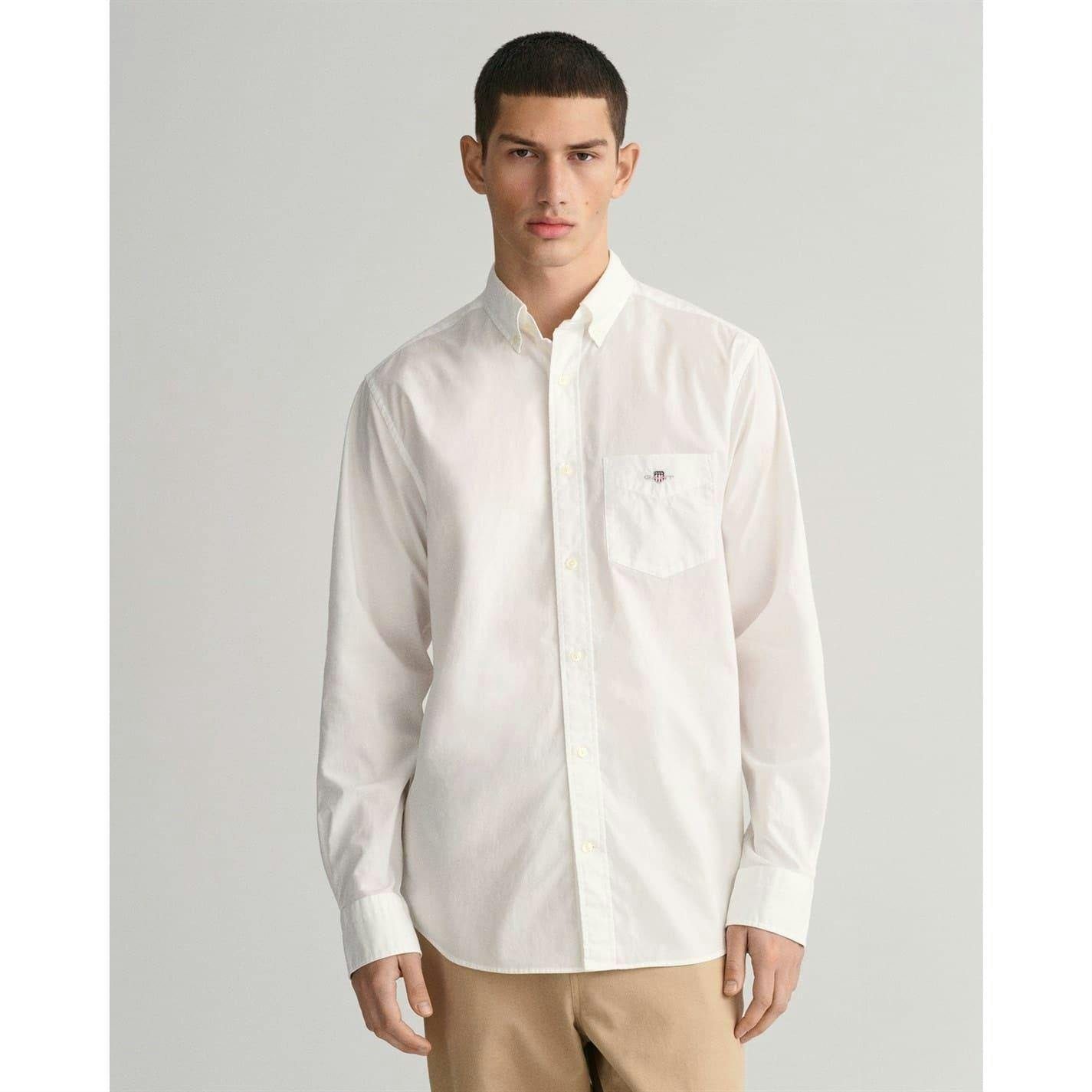Gant Men's White Poplin Shirt - Xxl - 100% Cotton Poplin