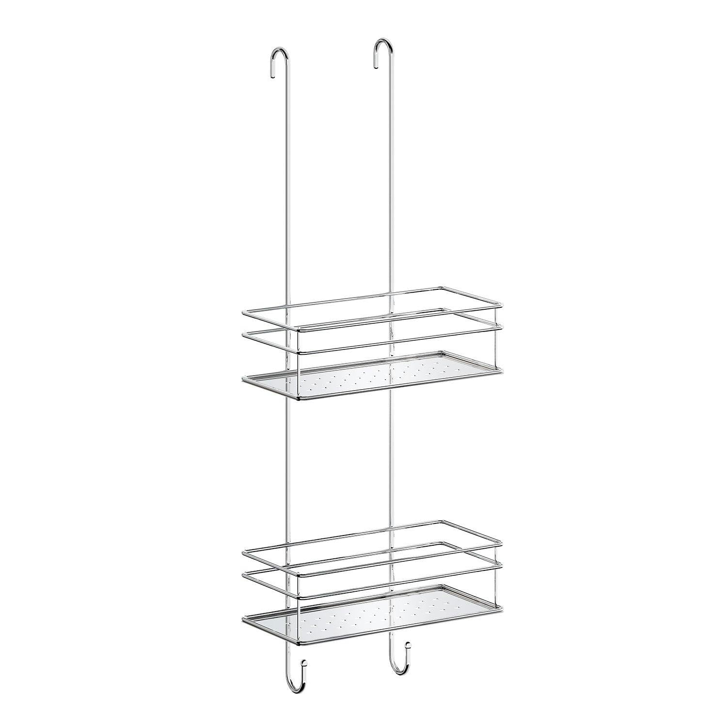 Rackhams Polished Chrome Stainless Steel Double Hanging Shower Basket