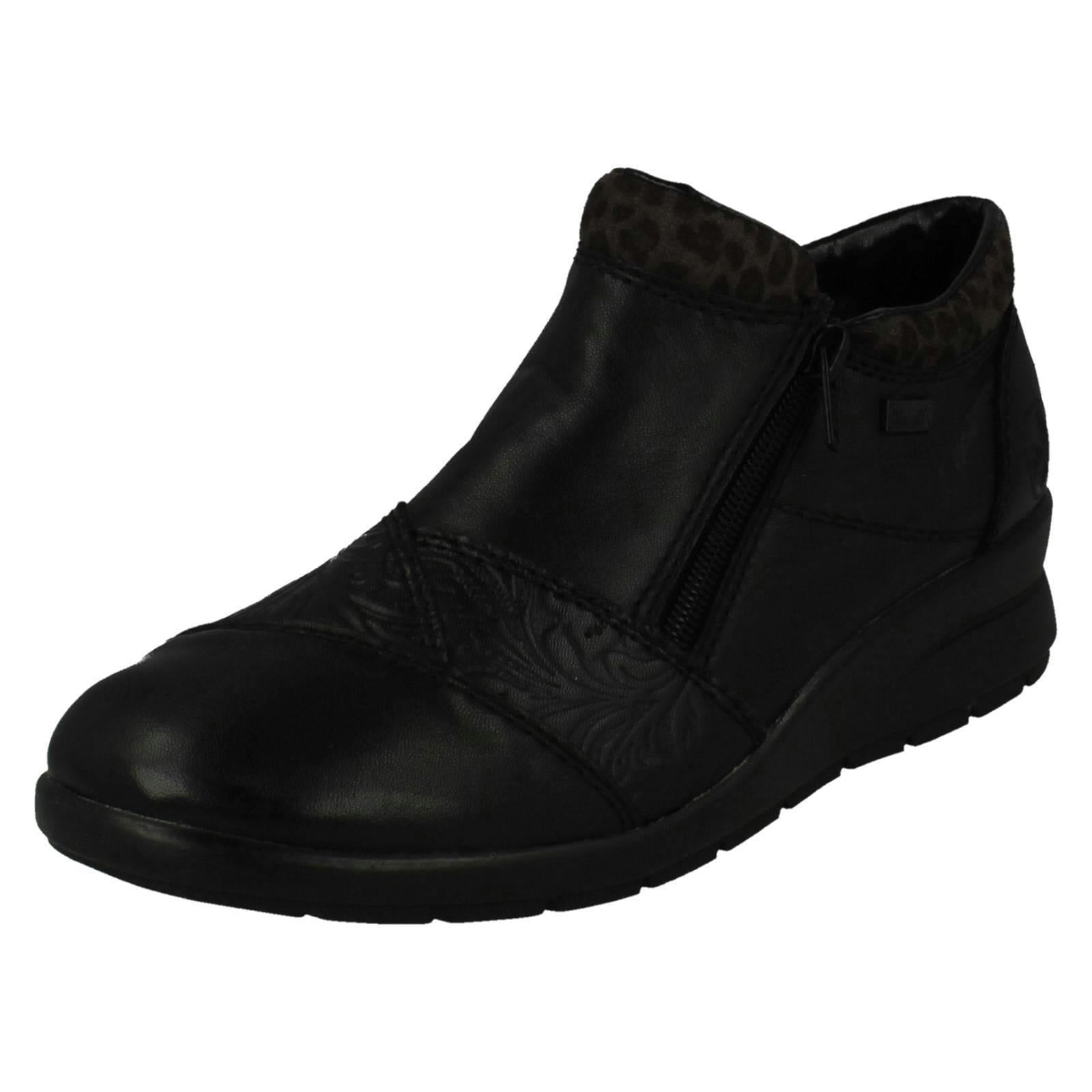 Rieker Women's Black Dual Zip Fastening Ankle Boots L4881 - Uk 8
