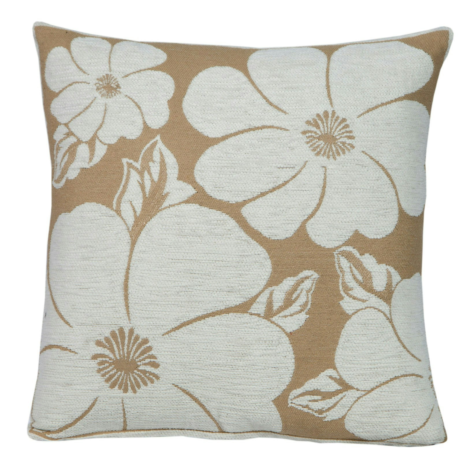 Rackhams Cream Popppy Chenille Cushion - 45Cm X 45Cm