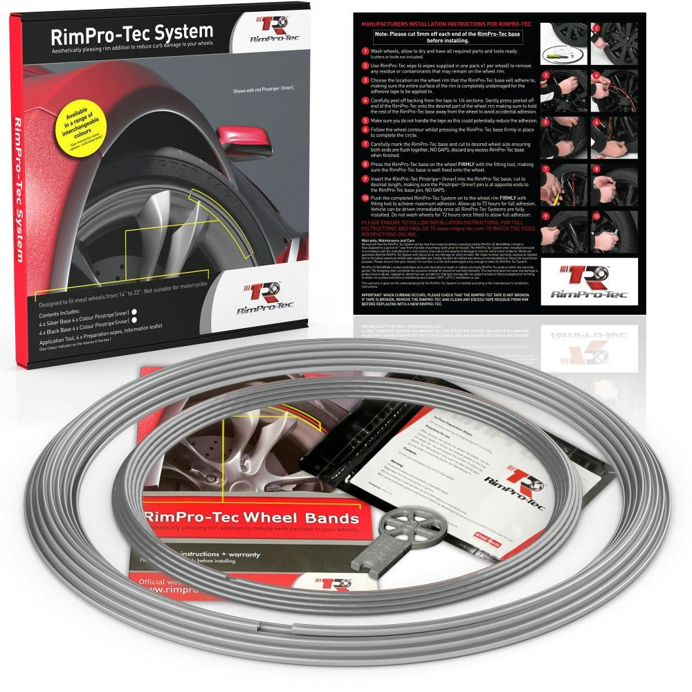 Rimpro-Tec Group Silver 4X Base's 4X Pinstripe's / Rimpro-Tec® Wheelbands™ Car Wheel Styling Kit