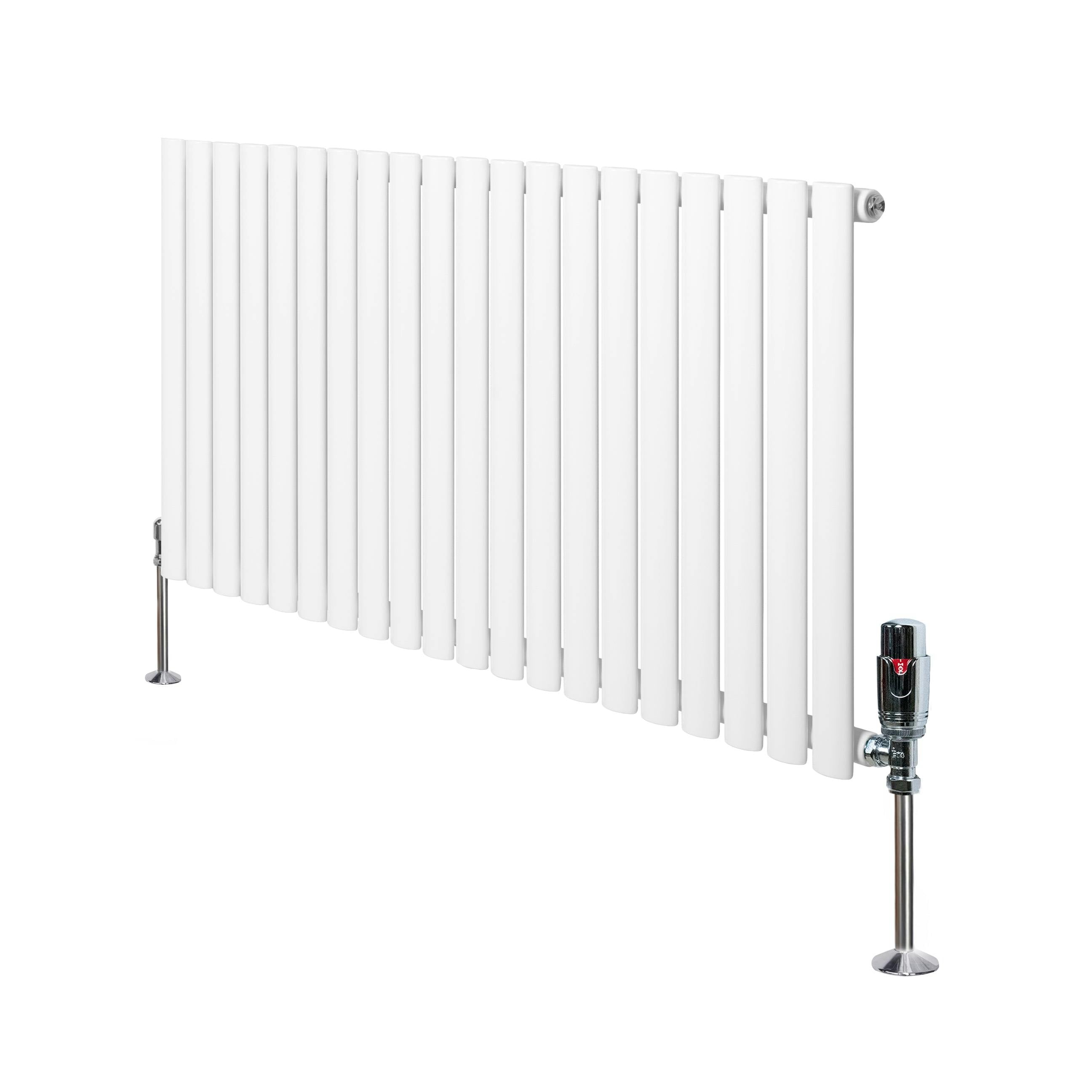 Monstershop White Oval Single Column Radiator & Valves – 600Mm X 1200Mm –