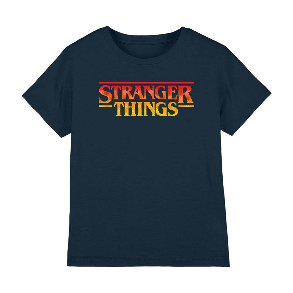Stranger Things Kids Pixel Sunset Logo T-Shirt - Navy - 7-8 Years - Navy
