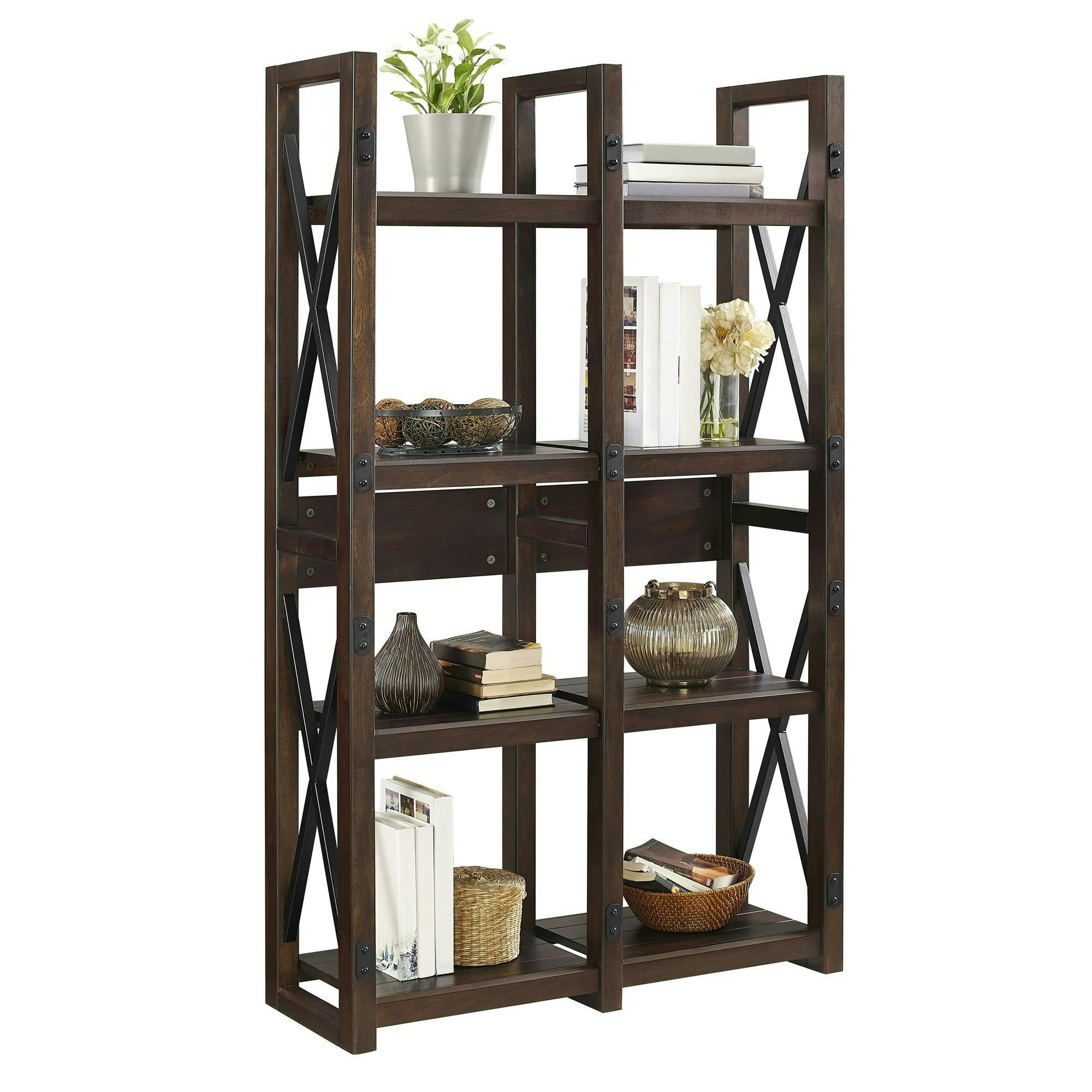 Rackhams Brown Wildwood Bookcase With 8 Shelves Espresso