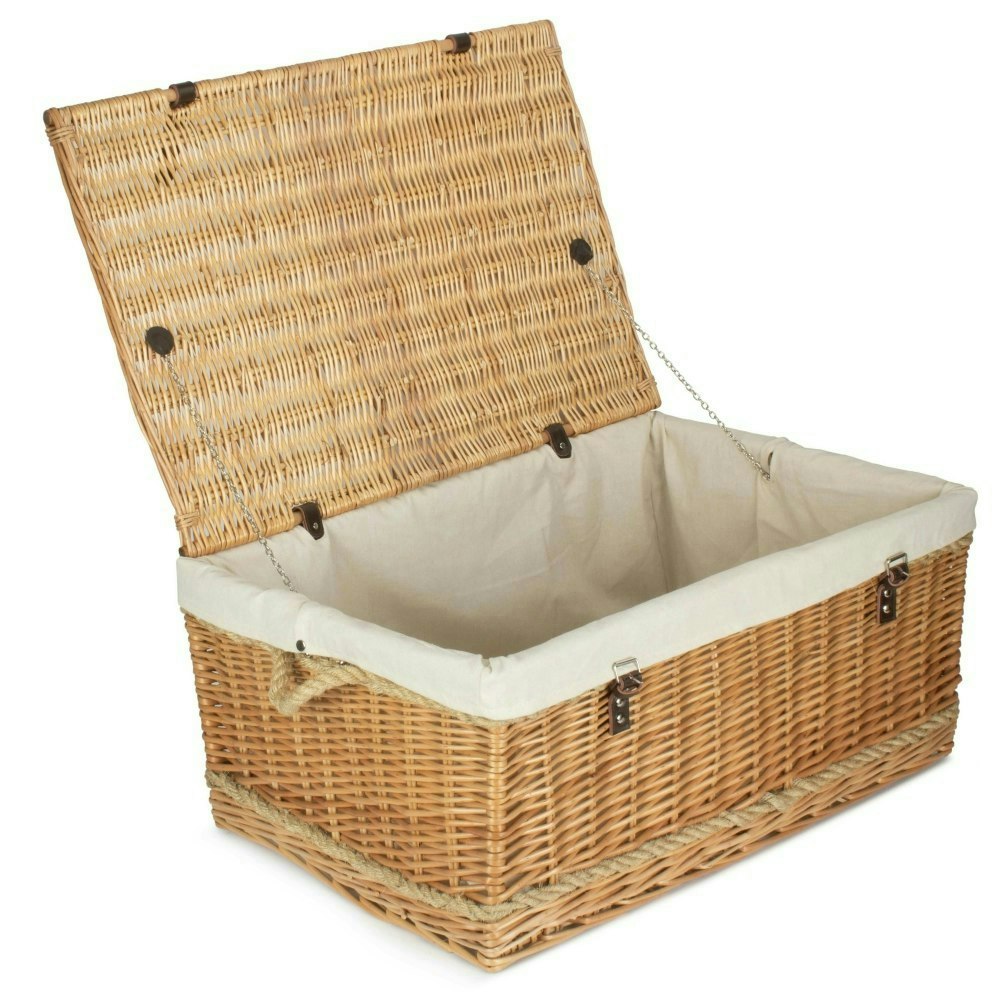 Red Hamper Red/White Hamper 72Cm Rope Handled Trunk Wicker Picnic Basket - Wicker - 1