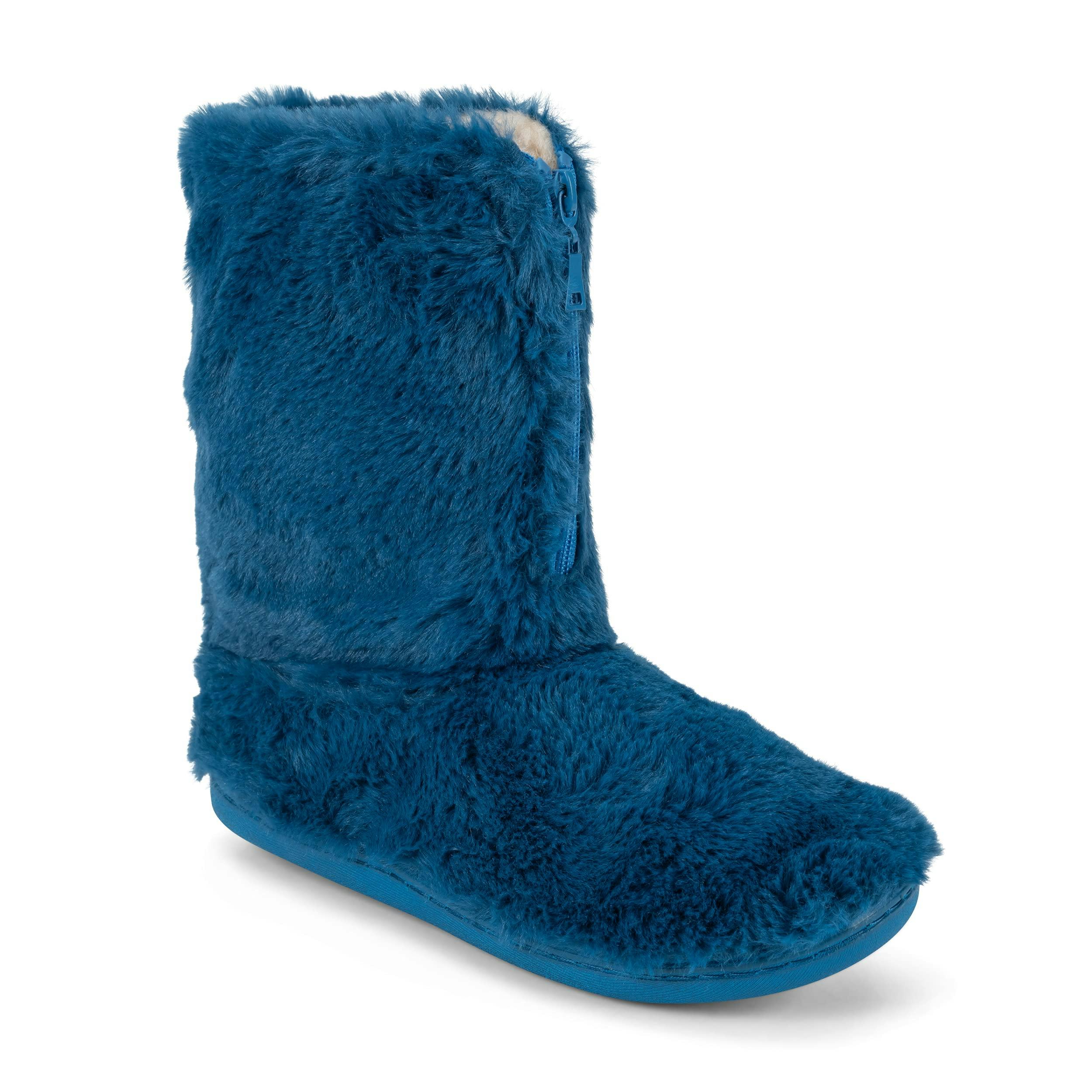 Viva Women's Blue Polar Memory Foam Zipper Faux Fur Cosy Boots - 3