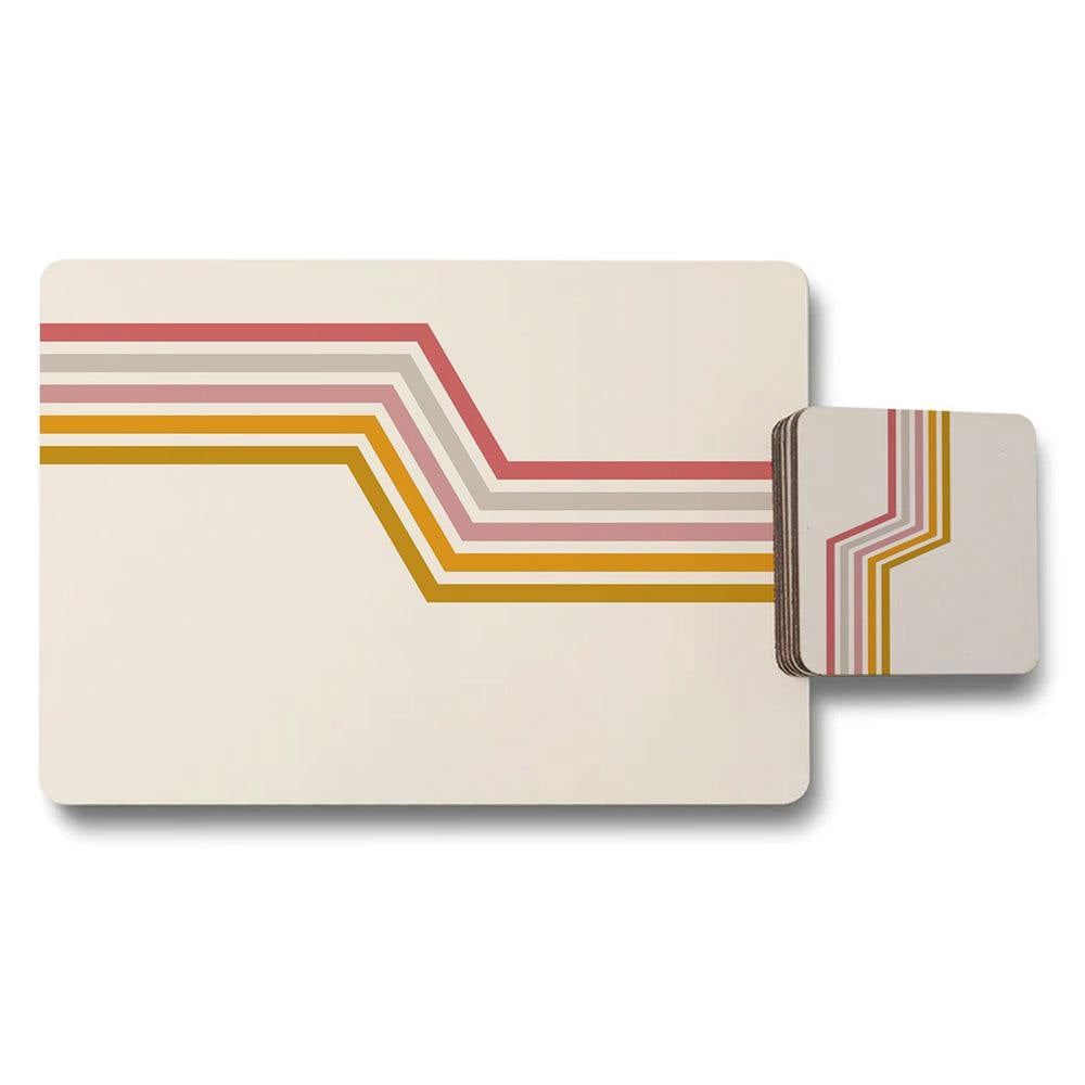 Rackhams Set Of 12 Placemats And Coasters With Geometric Artwork And Wood Backing