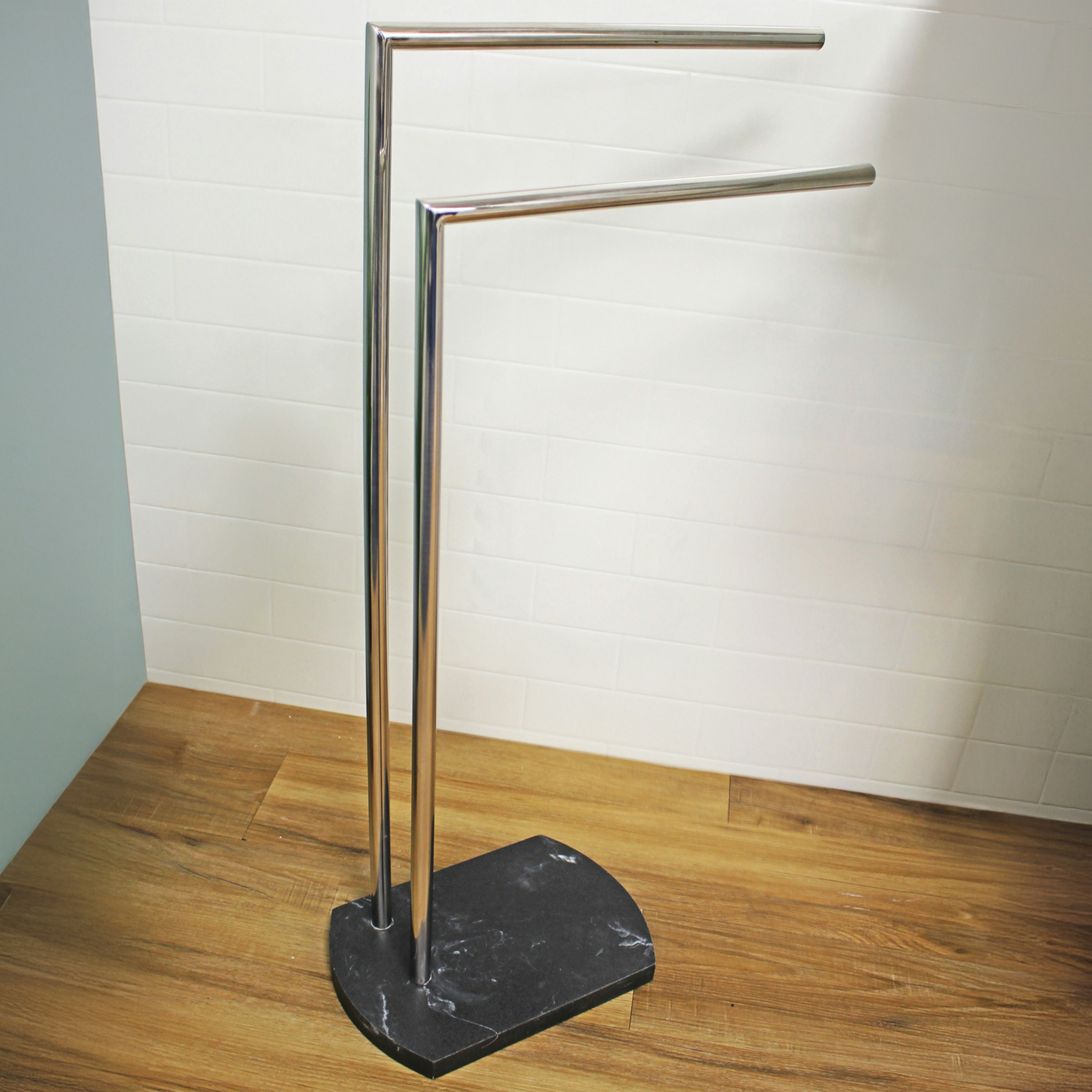 Rackhams Grey Octavia Marble & Chrome Freestanding Towel Stand