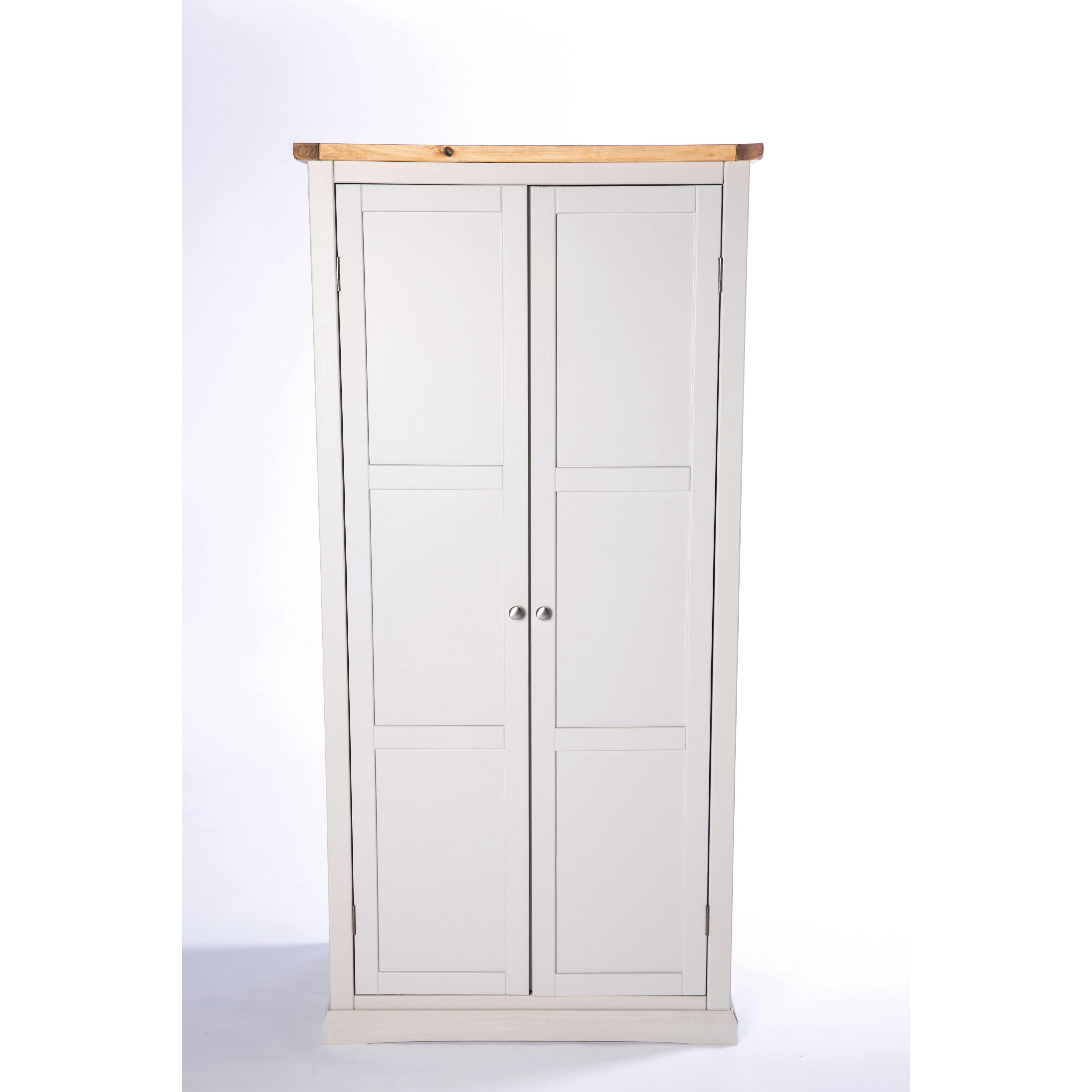 Rackhams Light/Grey Loreo 2 Door Wardrobe Chrome Knob