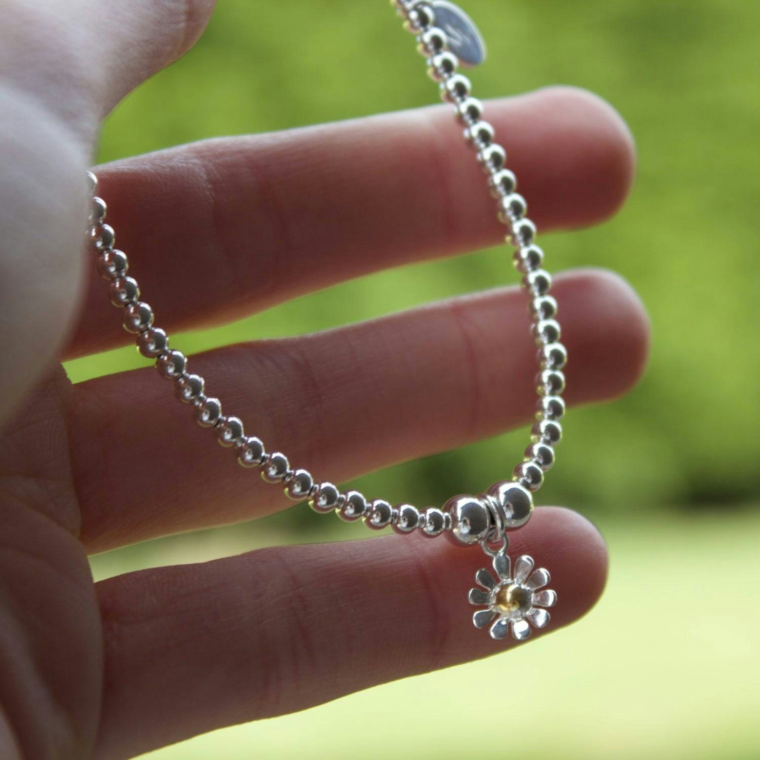 Mylee London Silver Daisy On Ball Bead Bracelet - No - Adult