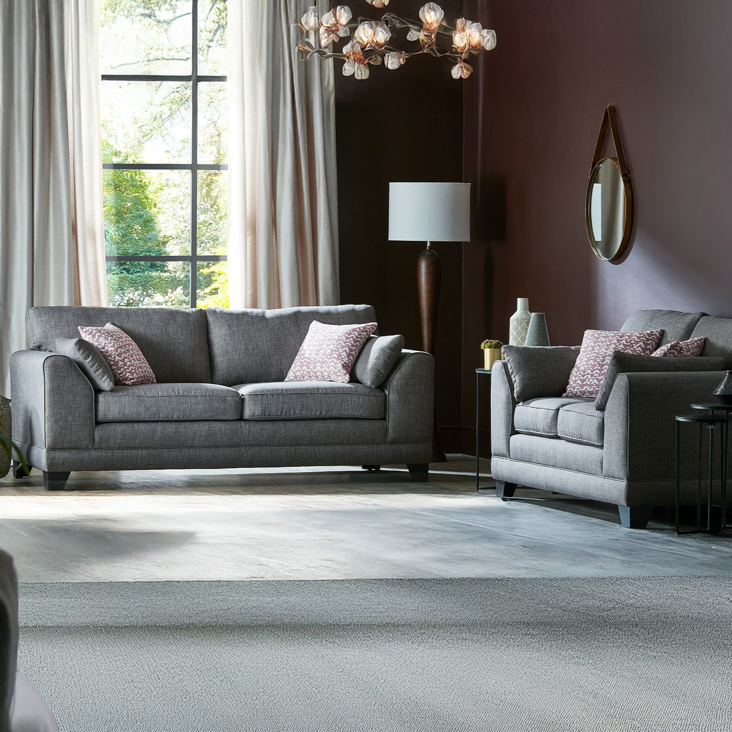 Furnishings For Less Hilliard Fullback Fabric Sofa Suite - Charcoal