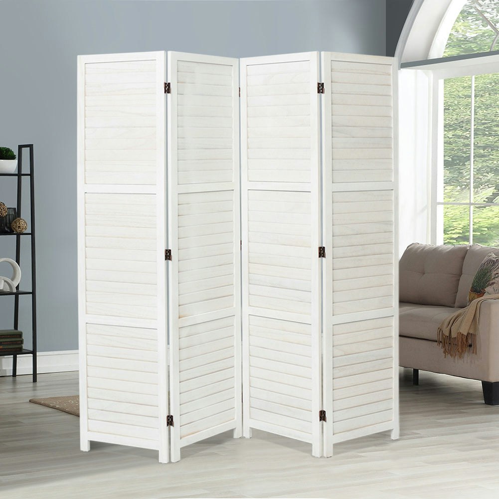 Rackhams White 5Ft H 3/4/6 Panel Furn Hand Made Wicker Folding Room Divider - 4 Panel -H170*L160cm