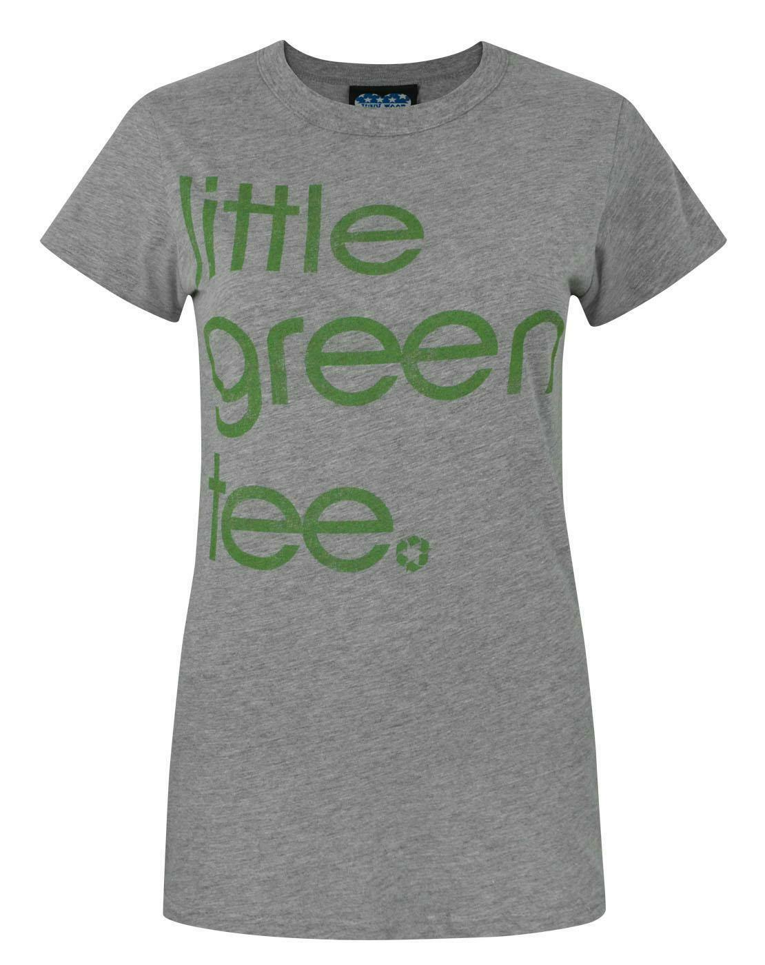 Vanilla Underground Women's Grey/Green Junk Food Clothing Slogan Text 'Little Tee' Short Sleeved T-Shirt - Small