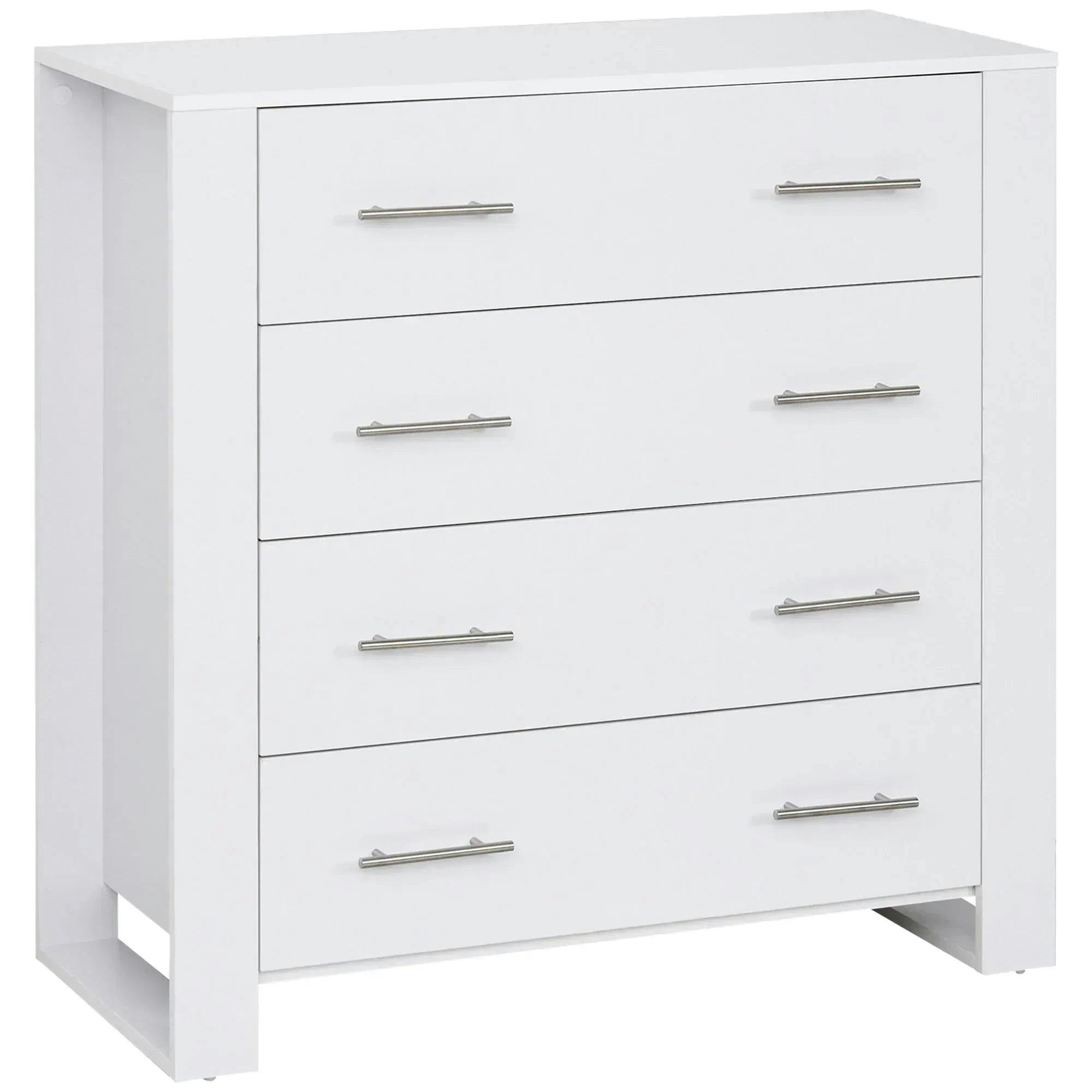 Homcom Unisex White Chest Of Drawers Home Storage Clothes Cabinet Metal Handles Base In Size 4 - Image 6