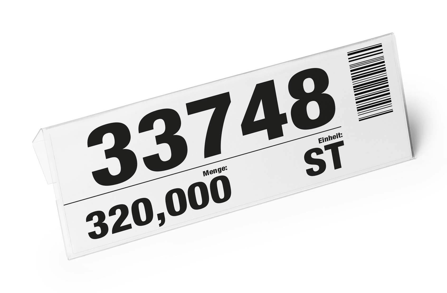 Durable Clip-On Ticket Label Holder Document Pocket | 10 Pack | 210 X 74Mm