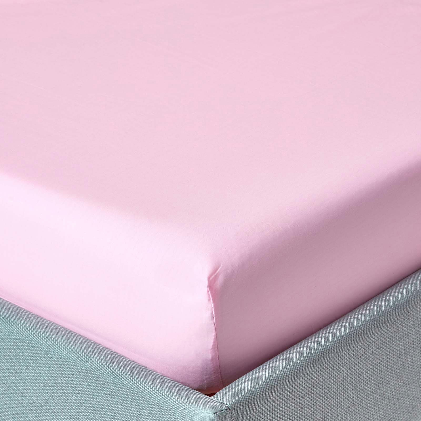 Homescapes Pink Crisp & Cool 200 Tc Egyptian Cotton Percale Fitted Sheet – 46 Cm Extra Deep - King