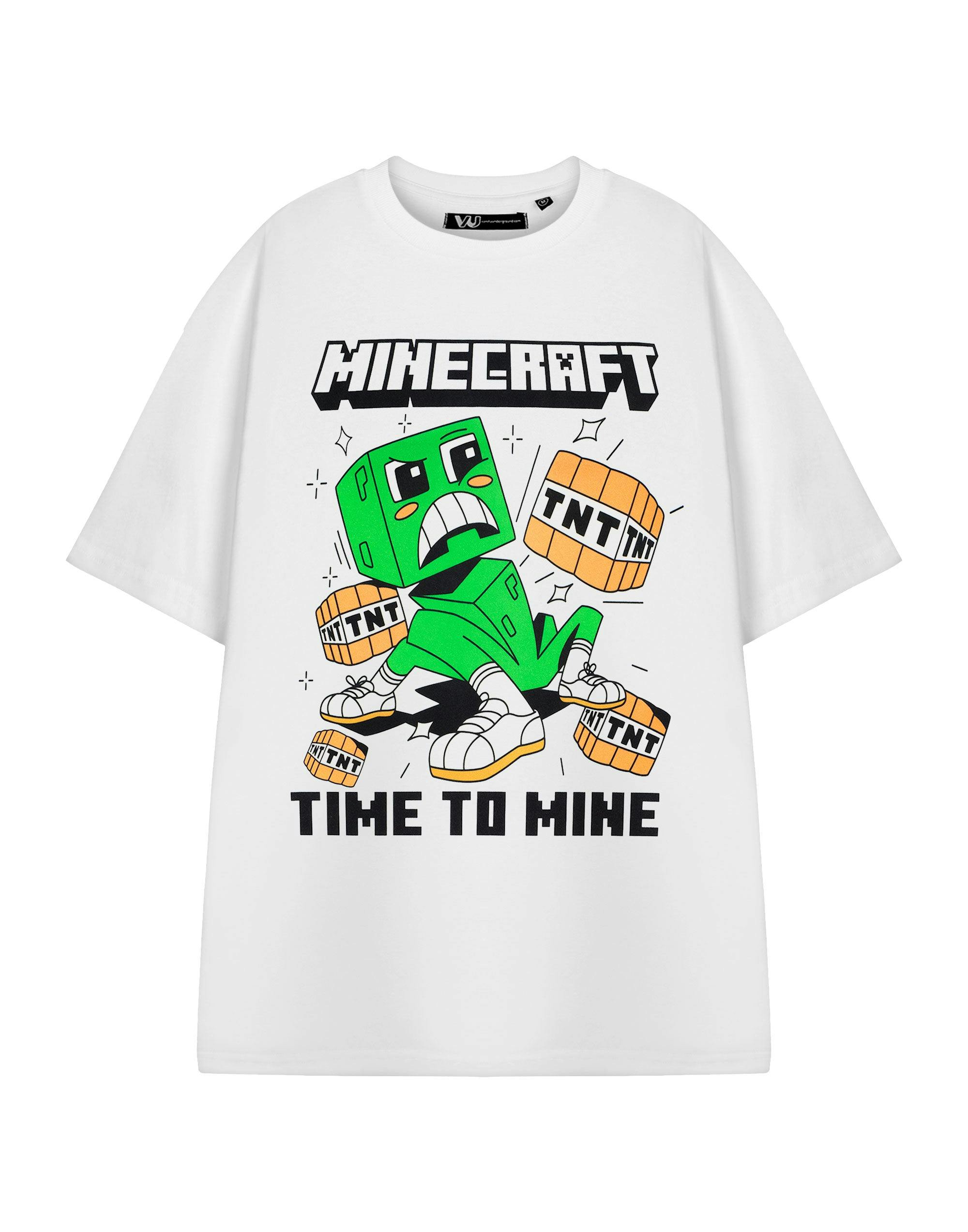 Vanilla Underground Men's White Minecraft Time To Mine Short Sleeved T-Shirt - X-Large