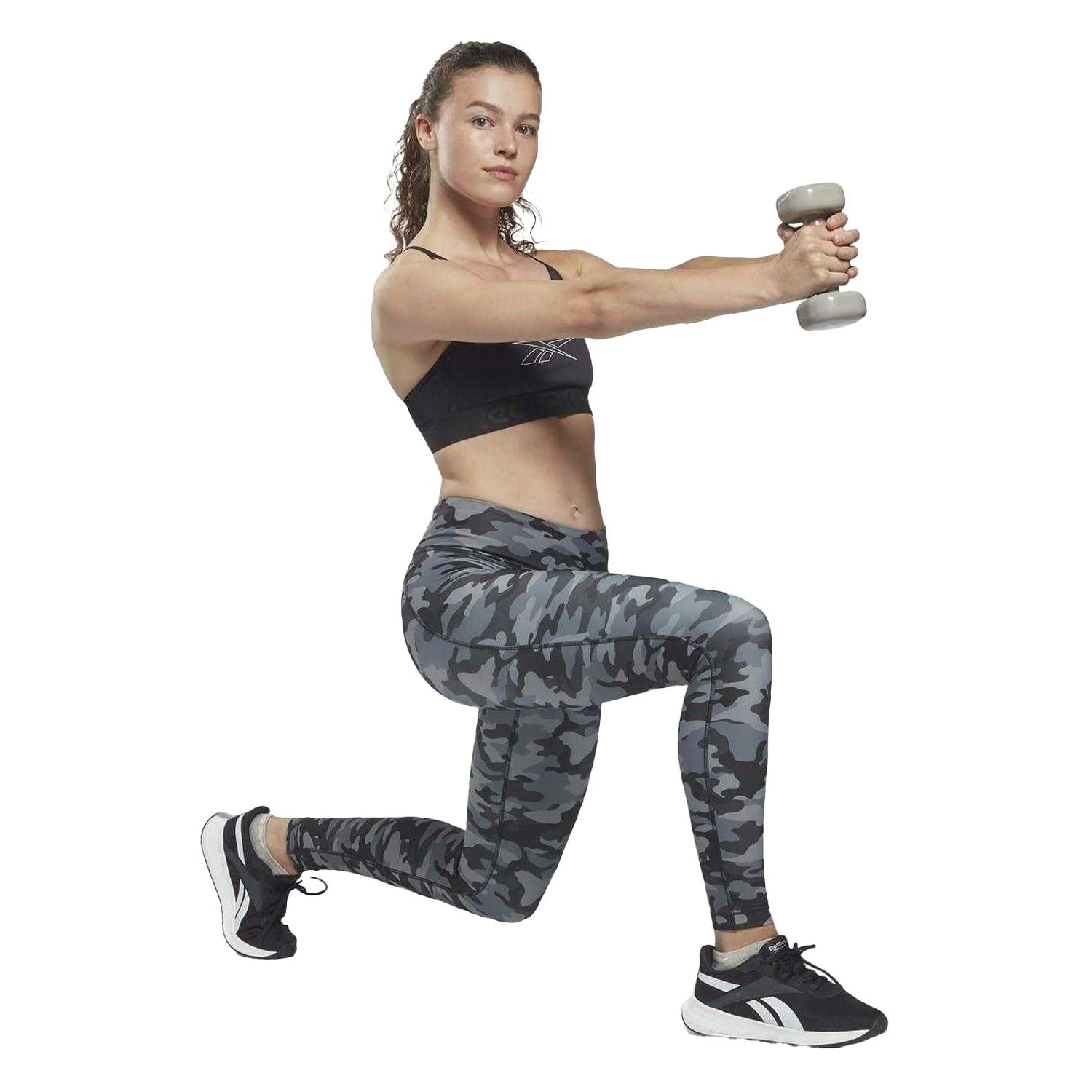 Reebok Women's Black / Camo Leggings - Xxs - 85% Recycled Polyester/15% Elastane