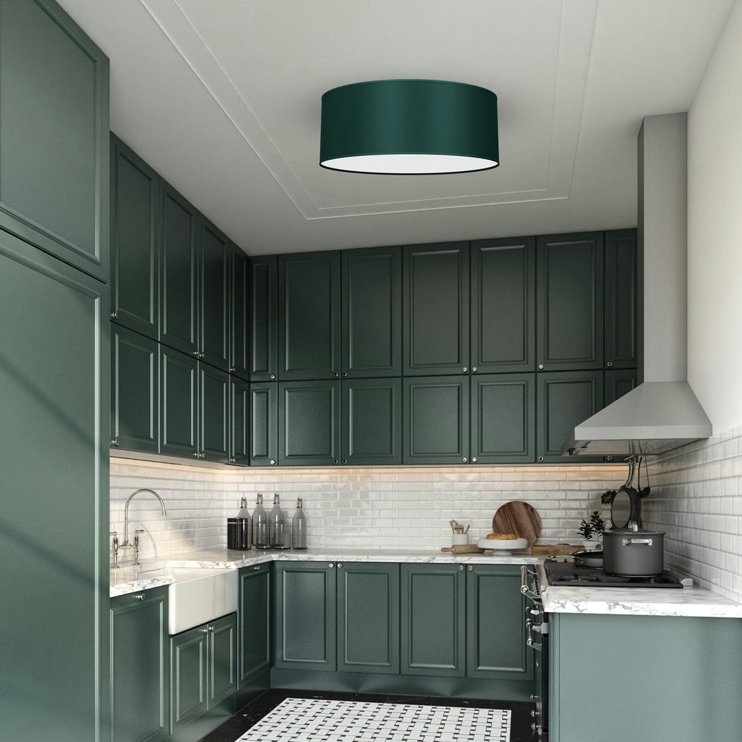 Milagro Green Verde Hand Made Scandi Style 40Cm Ceiling Lamp In A Rich Finish Holds 2Xe27 Led Bulbs