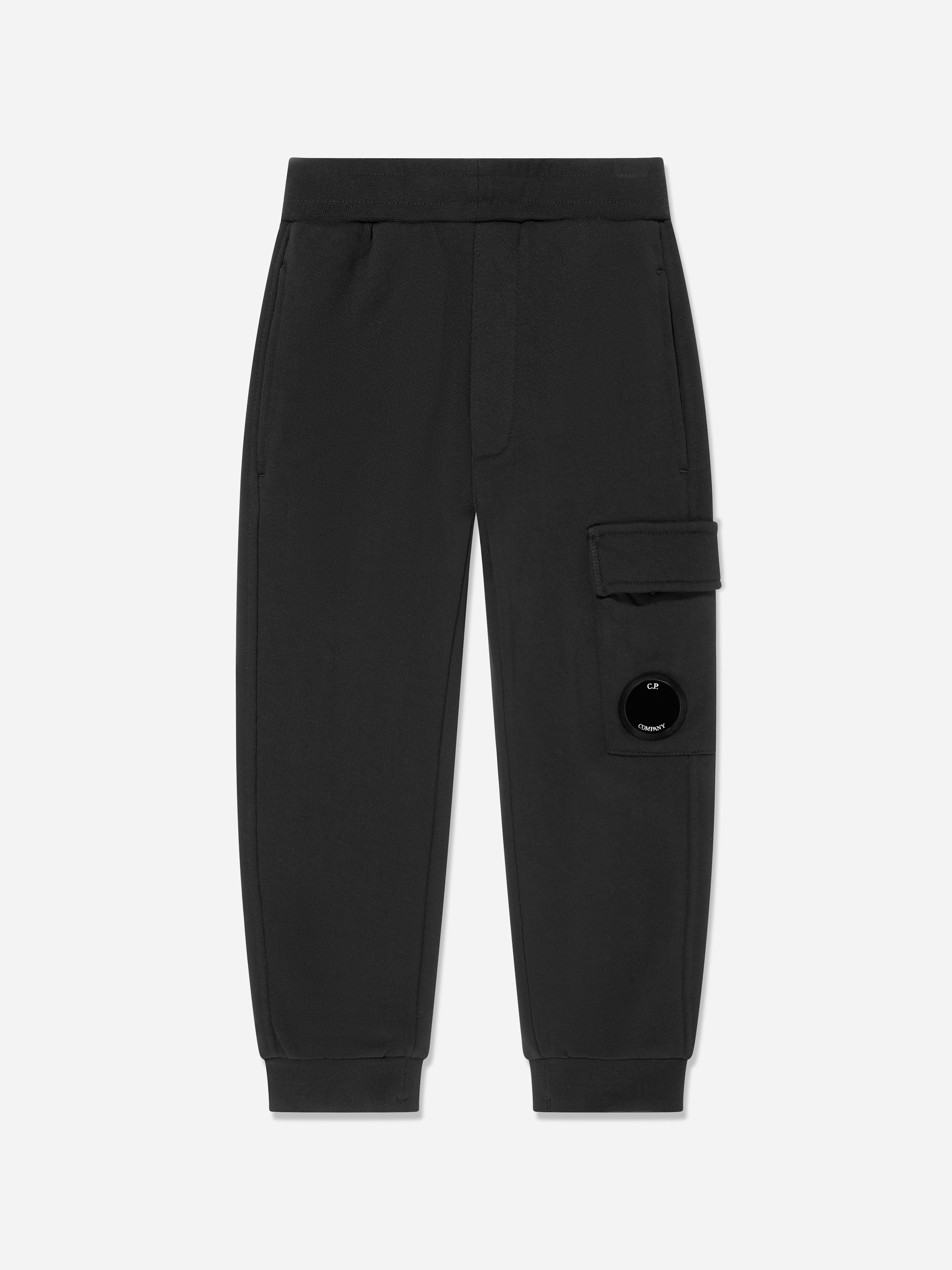 C.p. Company Boys Black Cargo Lens Joggers In - 14 Yrs