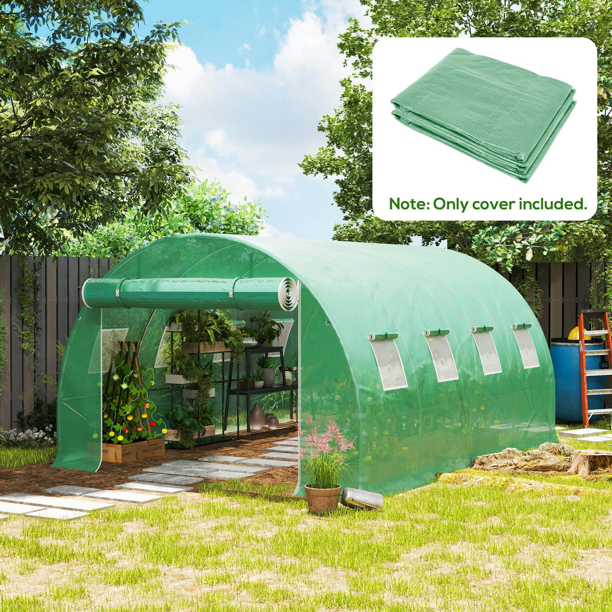 Outsunny Unisex Light Green 4 X 3 X 2M Greenhouse Replacement Cover Only For Tunnel Greenhouse In - Image 2